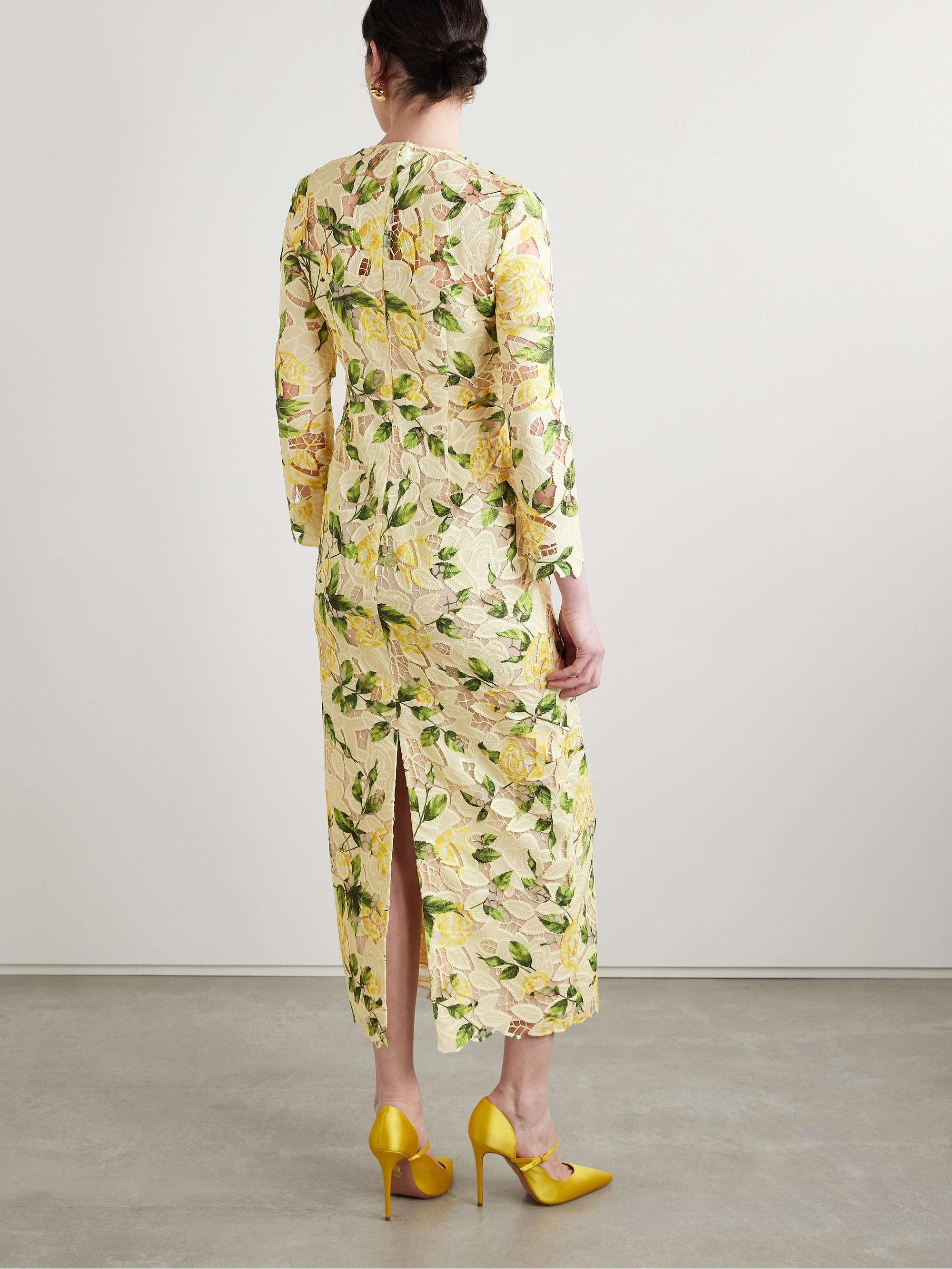 Floral-print guipure lace maxi dress view