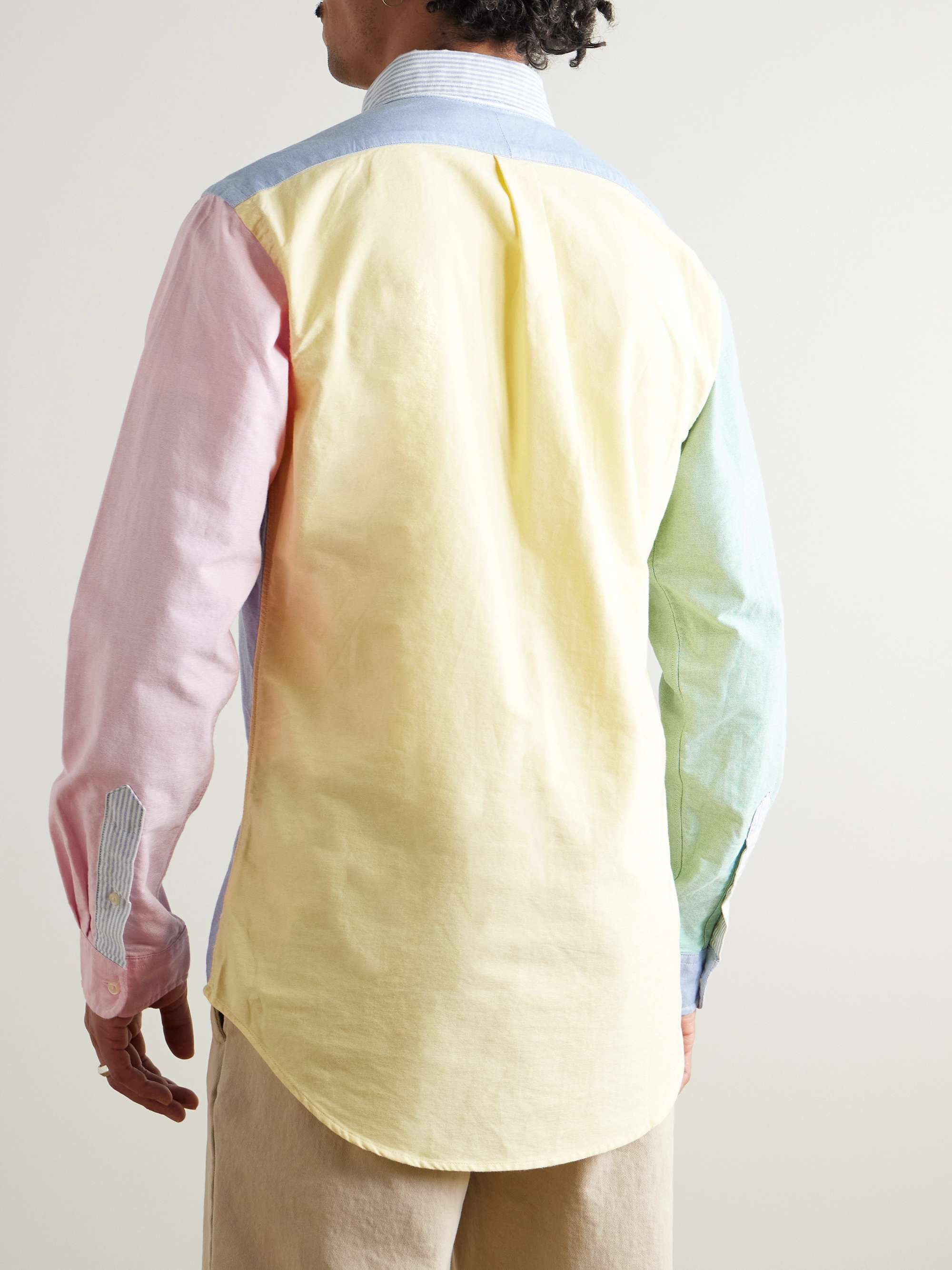 Button-Down Logo-Embroidered Patchwork Cotton Oxford Shirt view