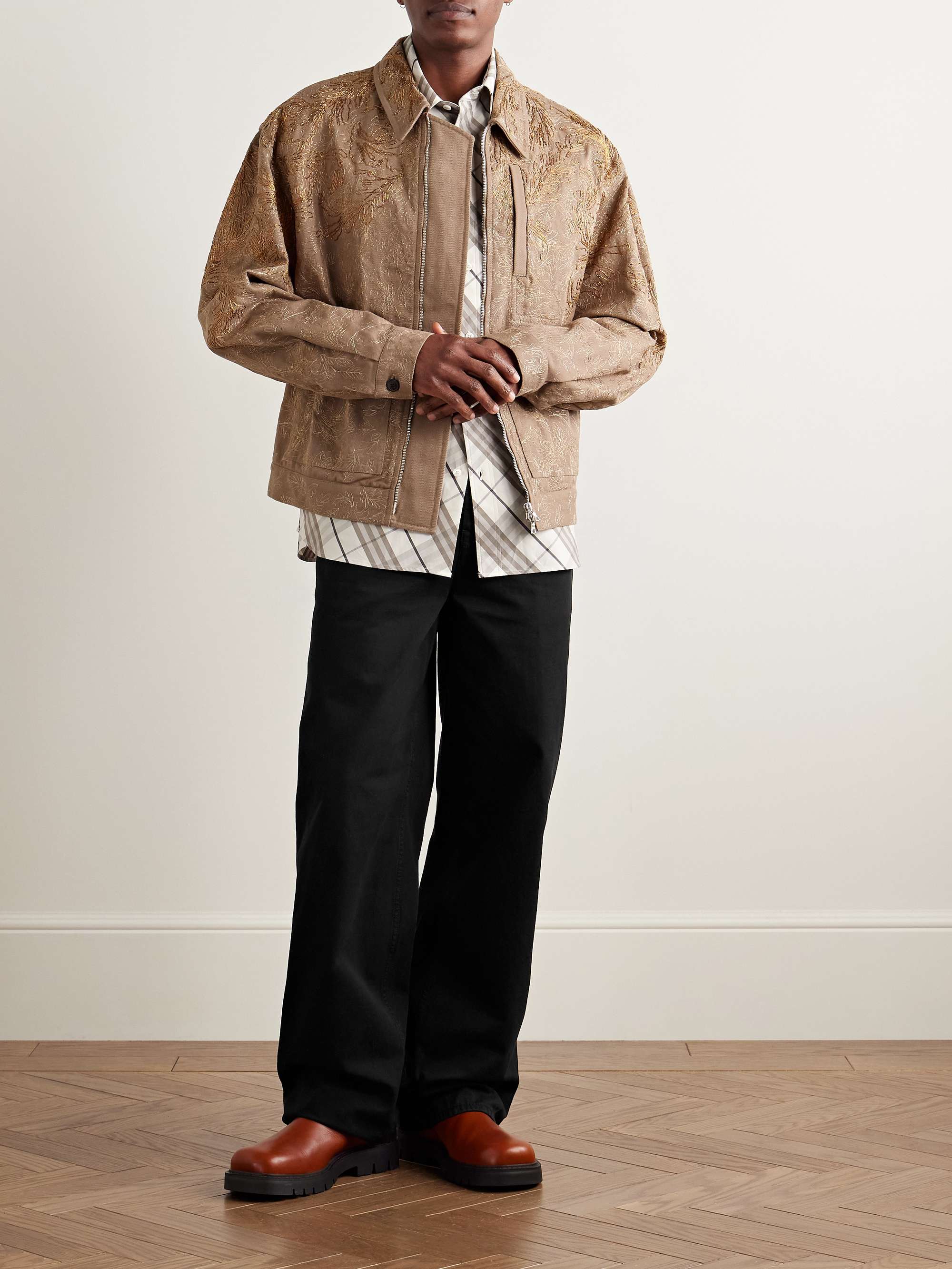Straight-Leg Cotton-Twill Trousers view
