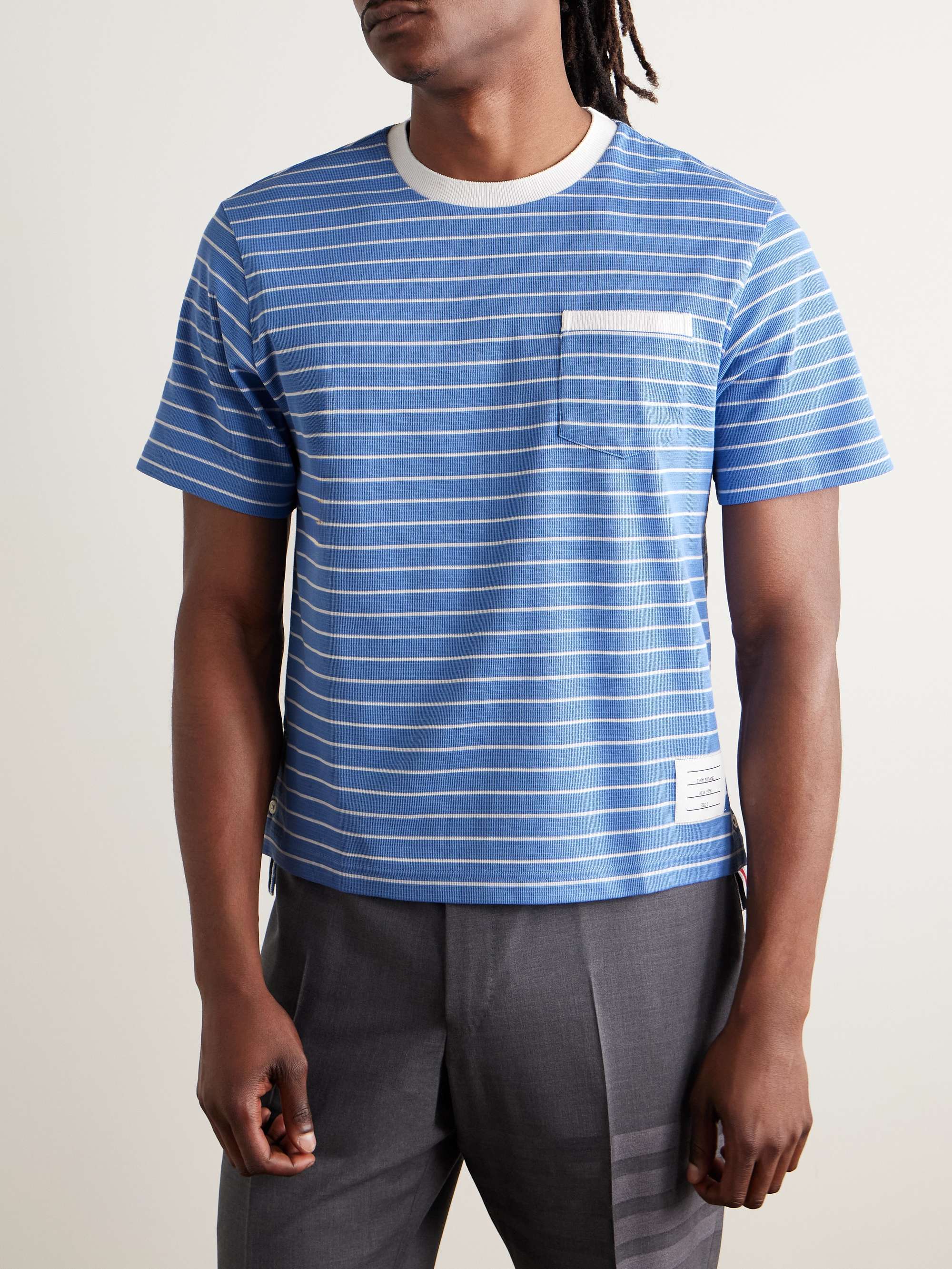 Logo-Appliquéd Striped Cotton-Jersey T-Shirt view