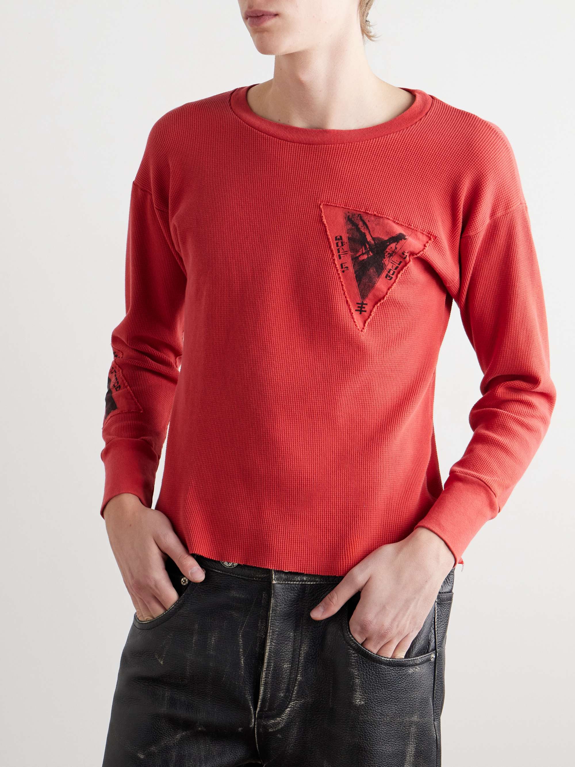 Assemblage Slim-Fit Appliquéd Waffle-Knit Cotton-Jersey T-Shirt view