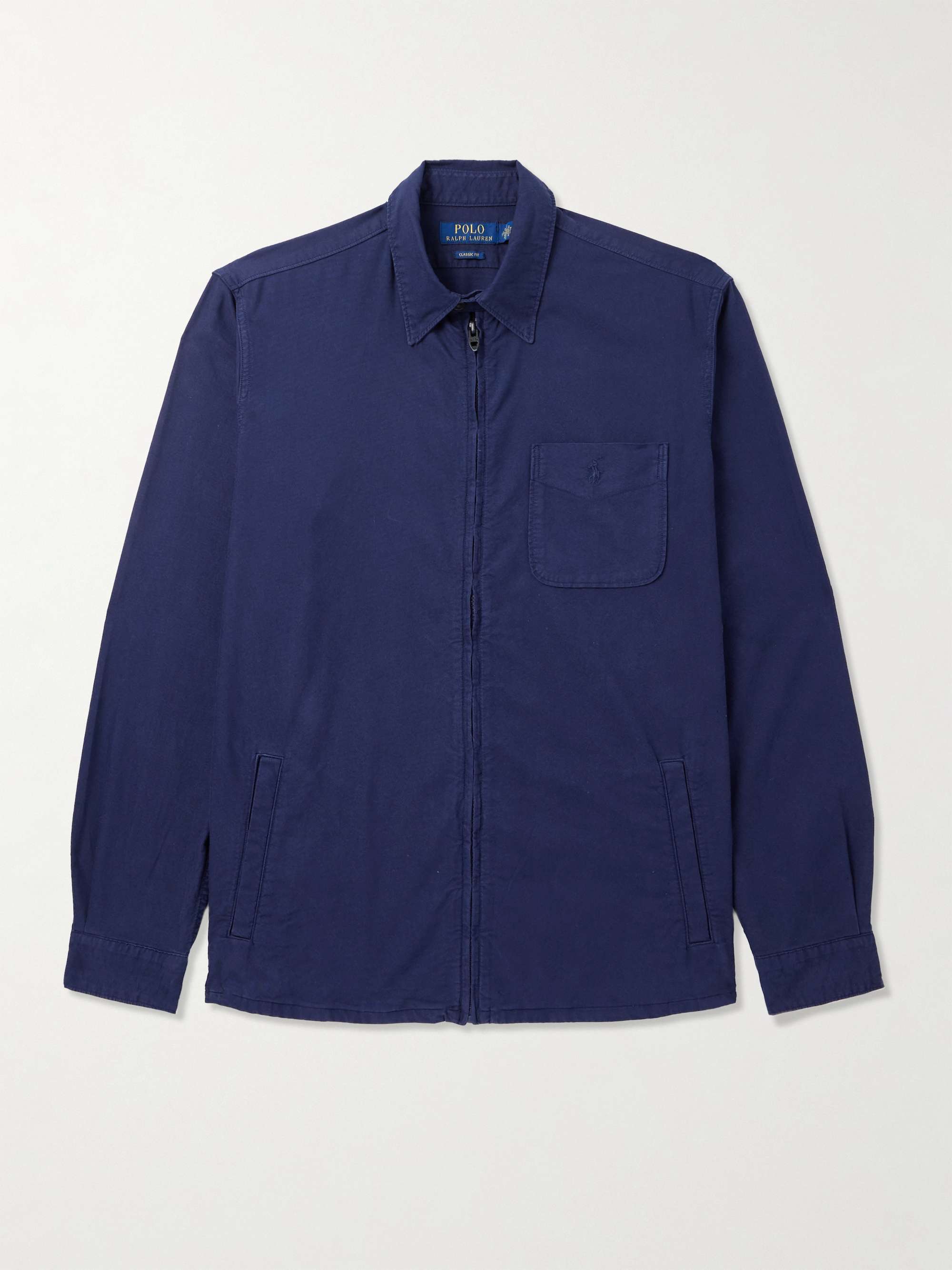Garment-Dyed Cotton Oxford Shirt Jacket hero visual