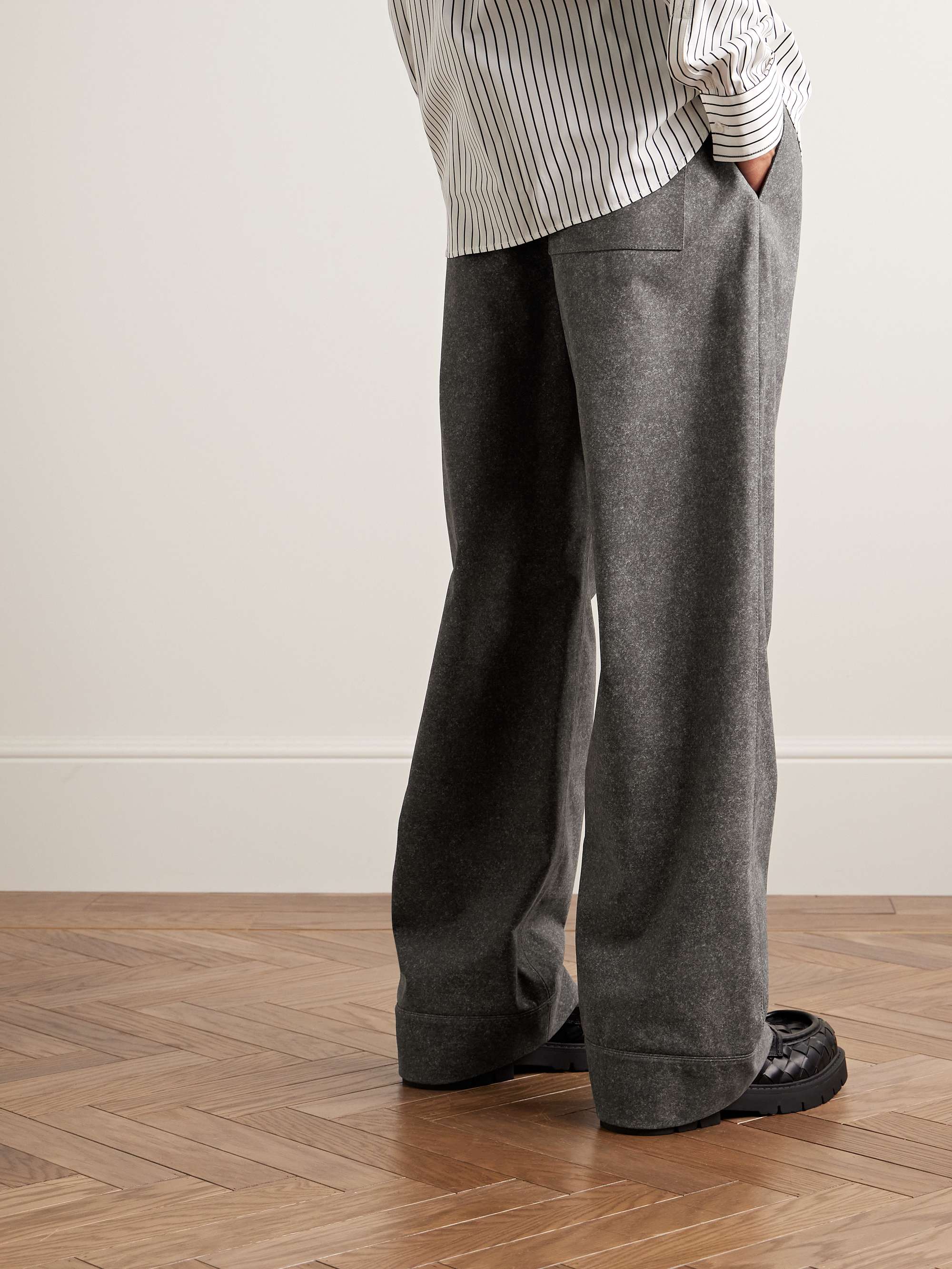 Wide-Leg Printed Nubuck Trousers view