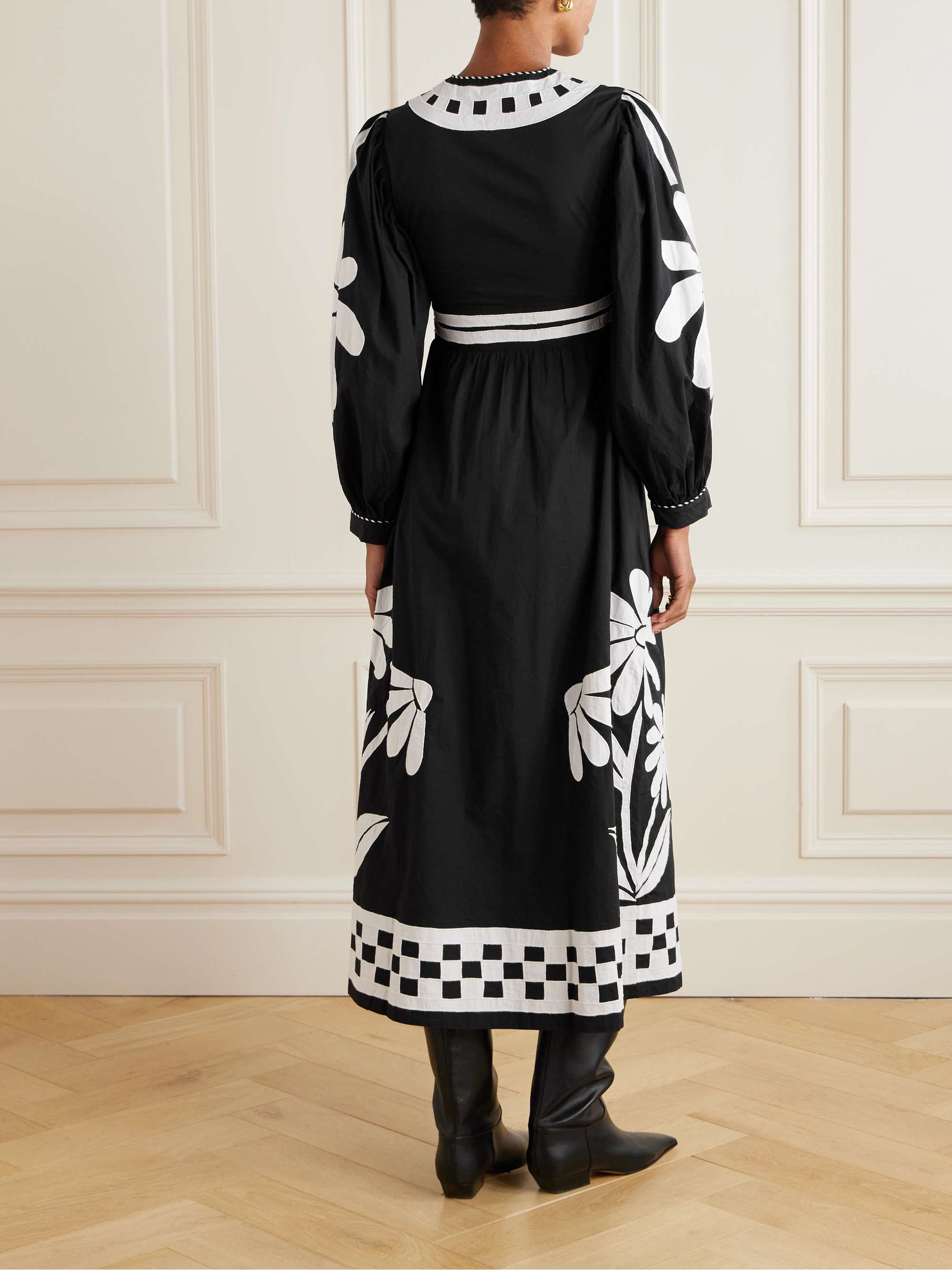 Nature appliquéd striped cotton-poplin maxi dress view