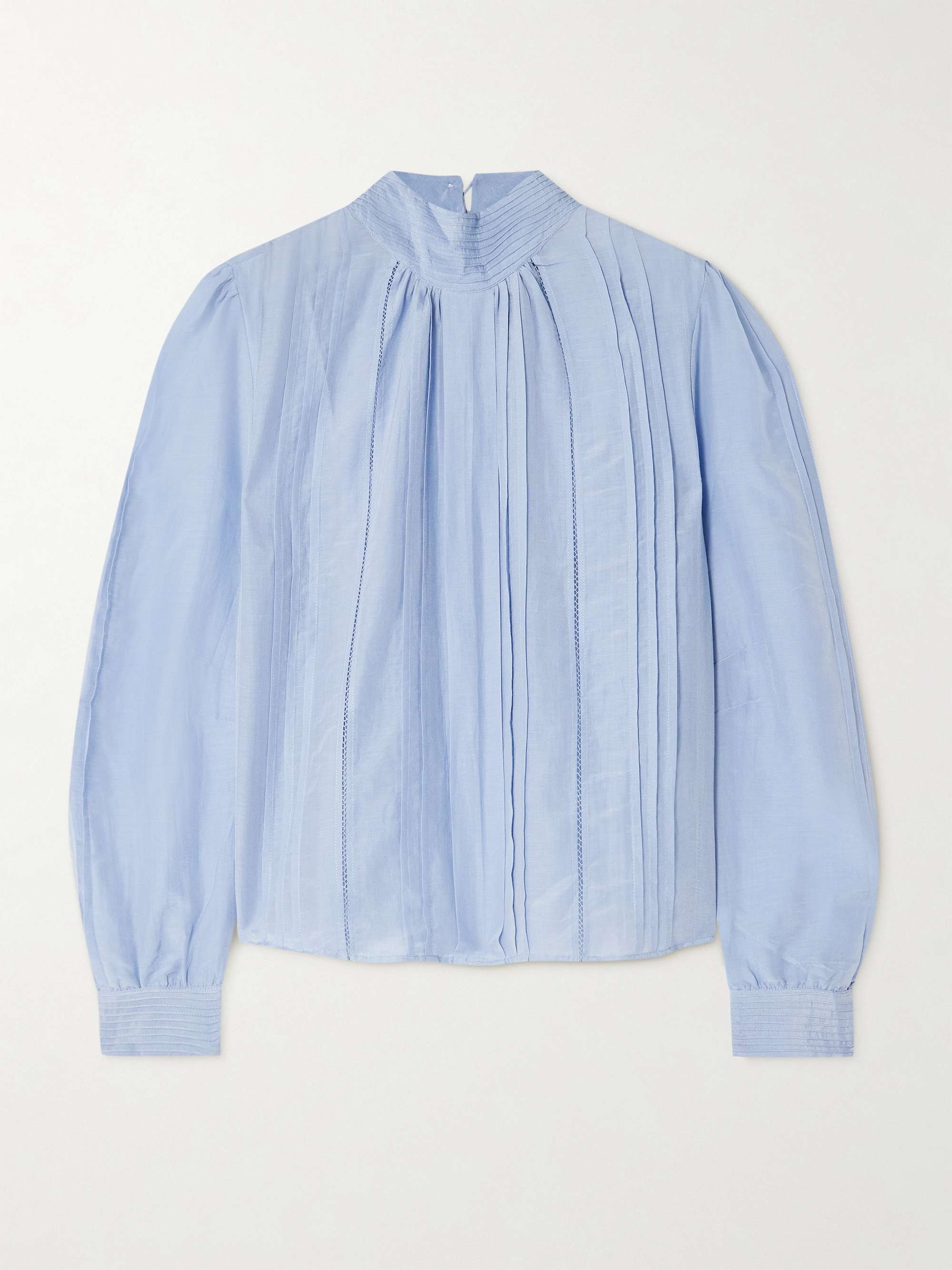 Teresa pintucked cotton and silk-blend voile turtleneck blouse hero visual