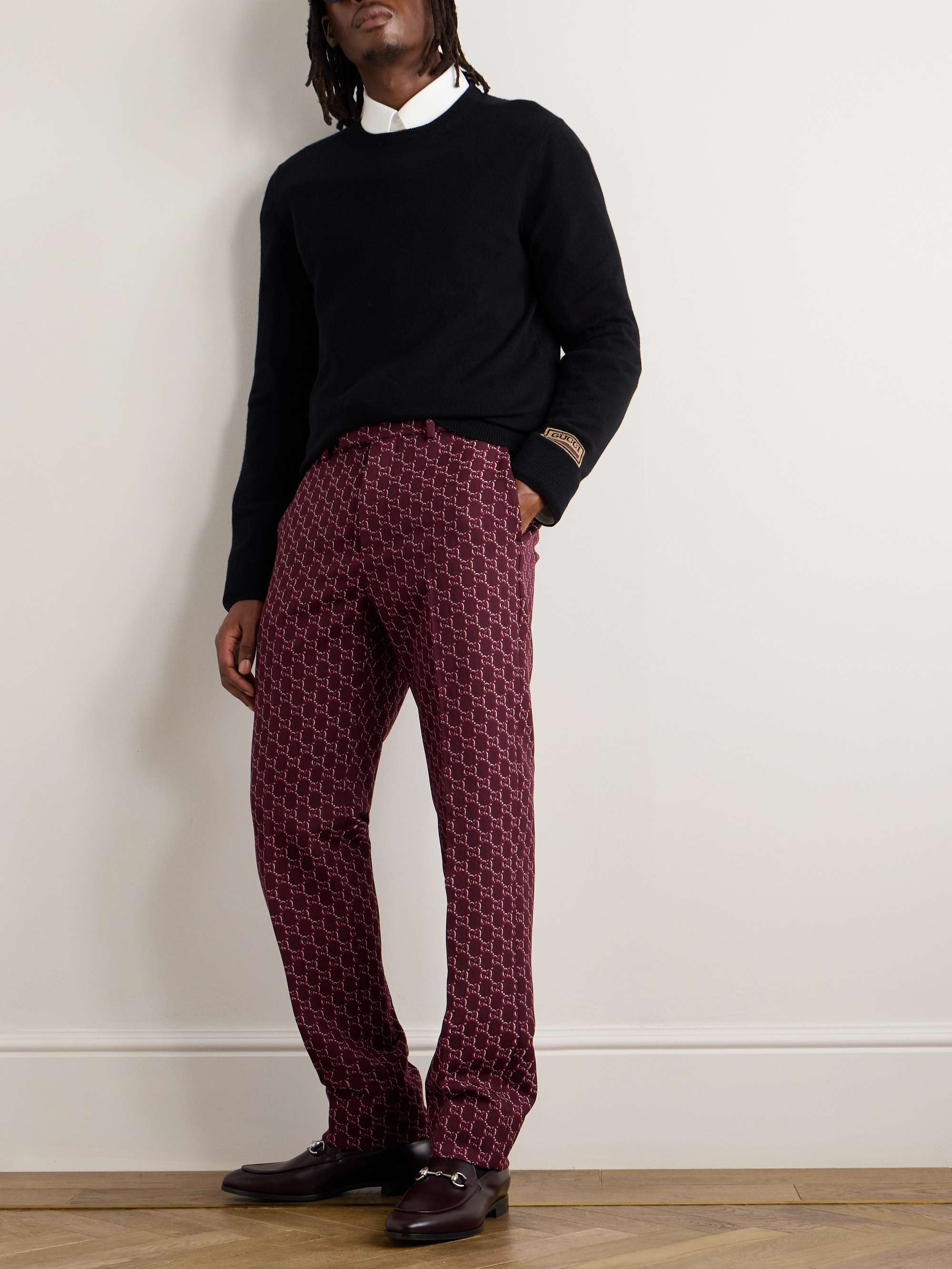Straight-Leg Wool-Jacquard Trousers view