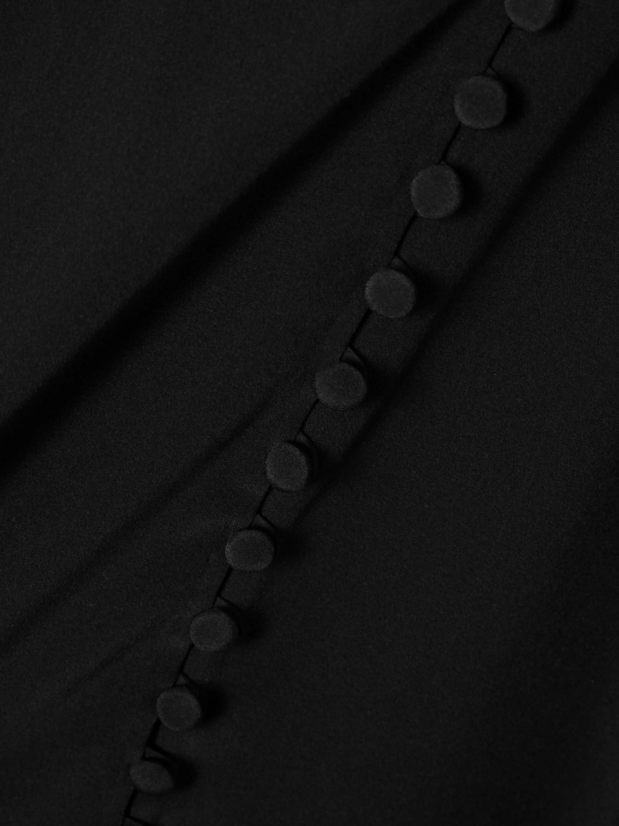 Pussy-bow gathered silk crepe de chine mini dress view