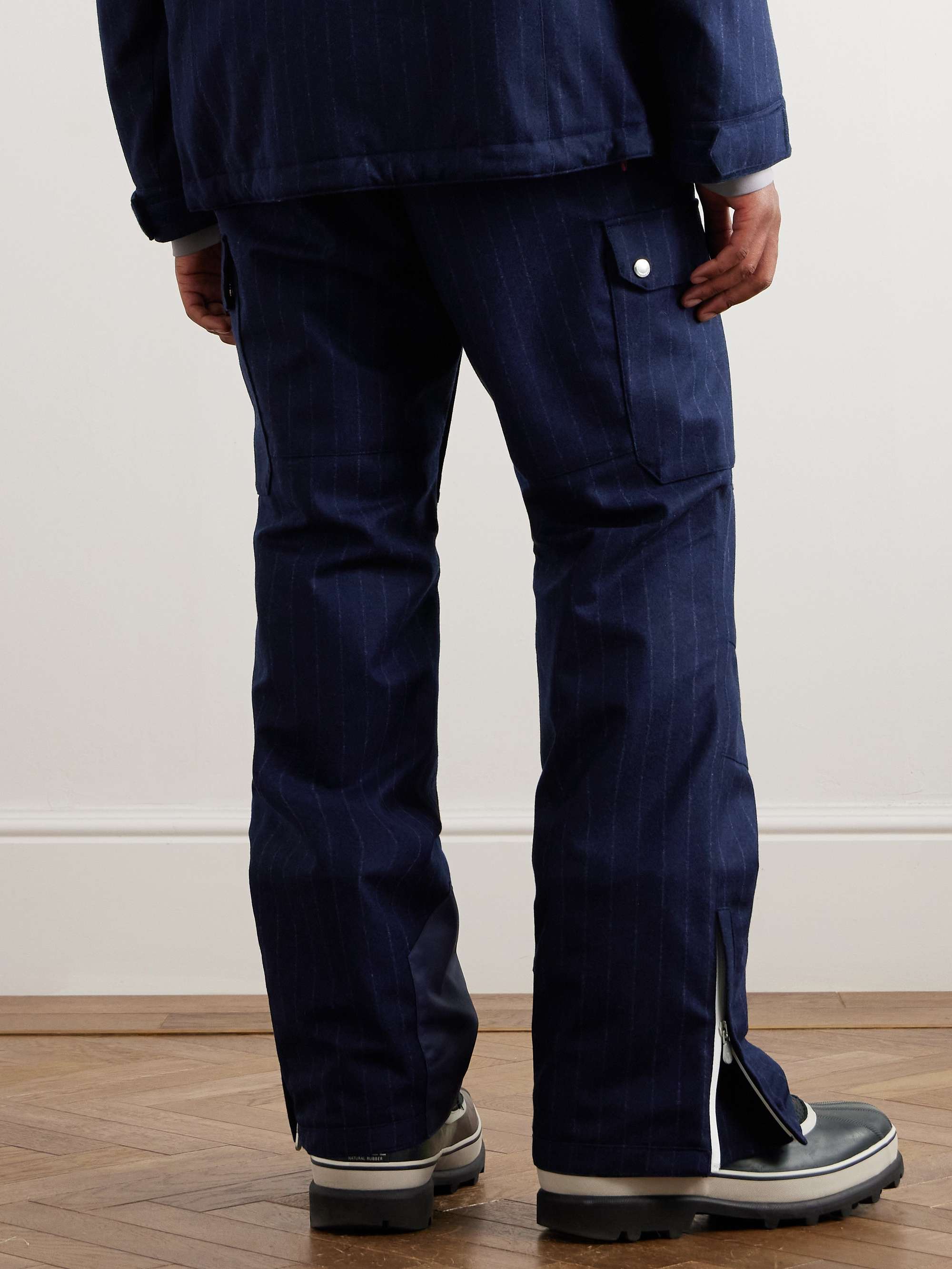 Straight-Leg Shell-Trimmed Striped Wool Ski Pants view
