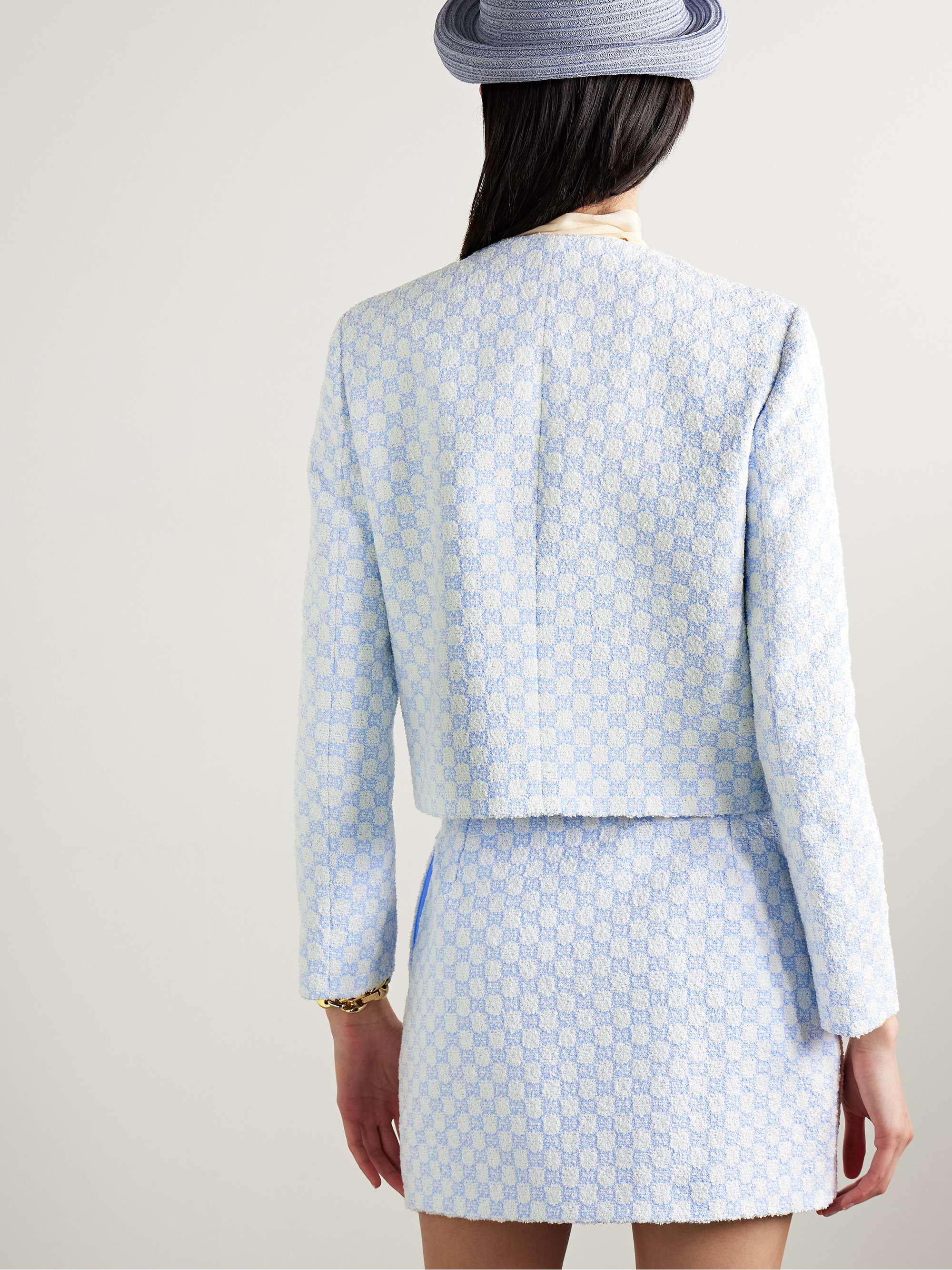 Cropped jacquard-knit cotton-blend bouclé-tweed jacket view