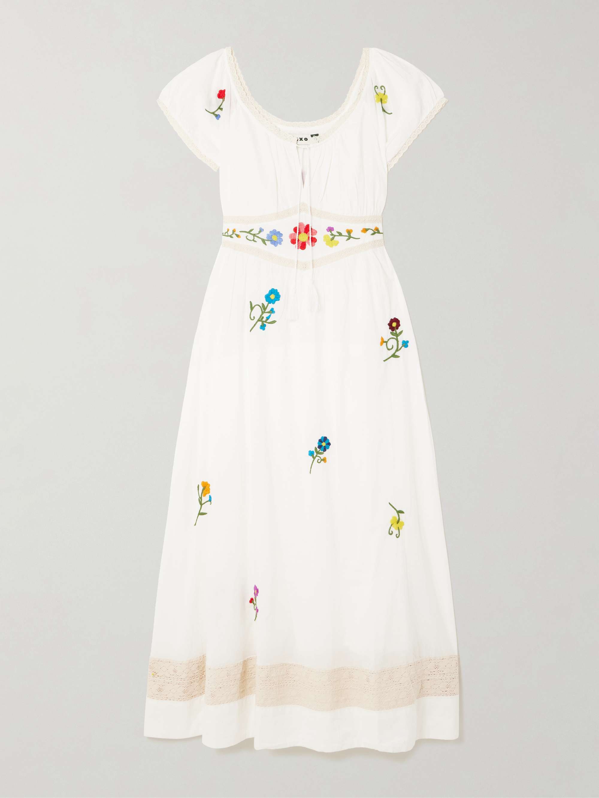 Alani lace-trimmed embroidered cotton midi dress hero visual