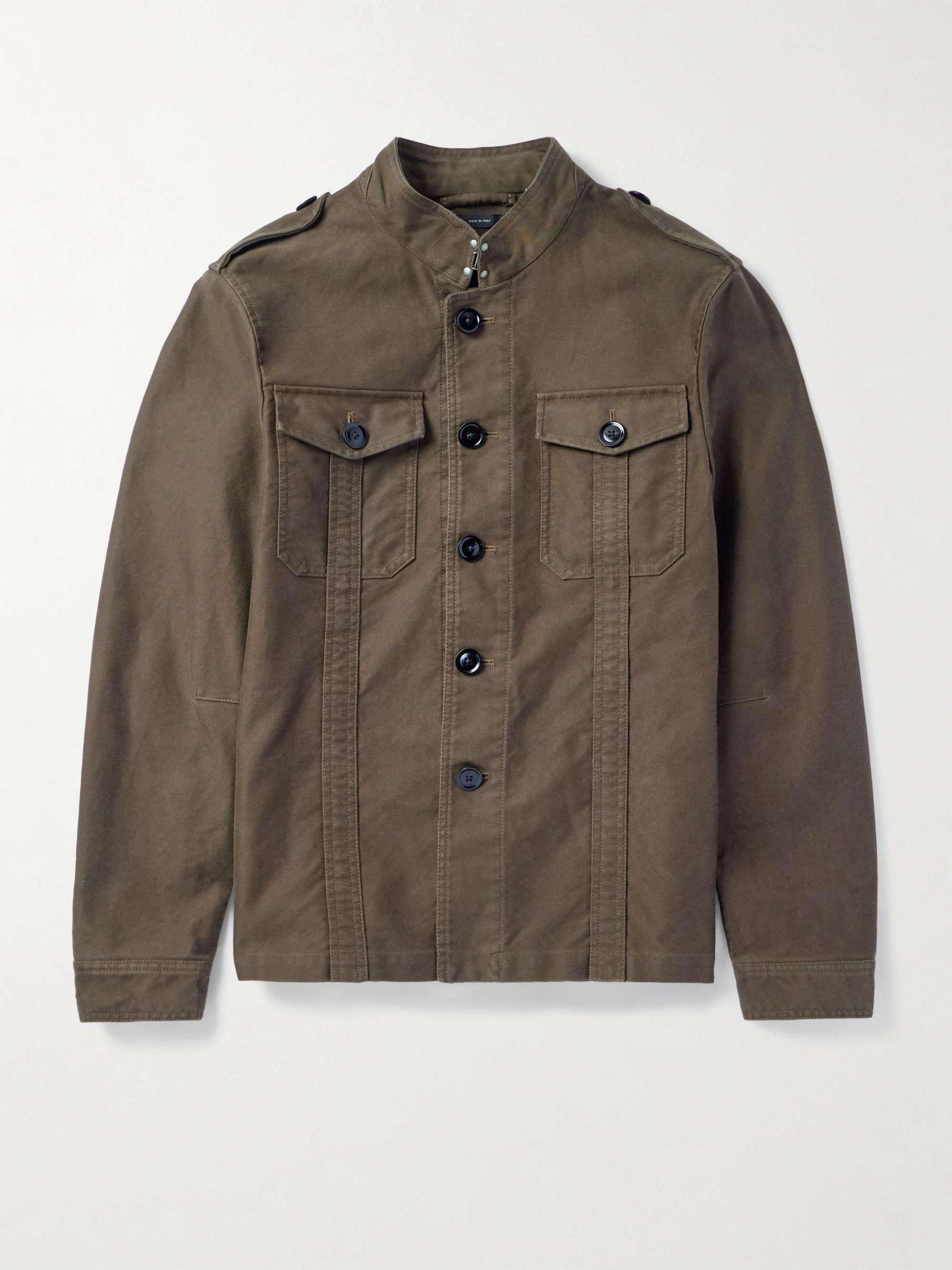 Leather-Trimmed Cotton Field Jacket hero visual