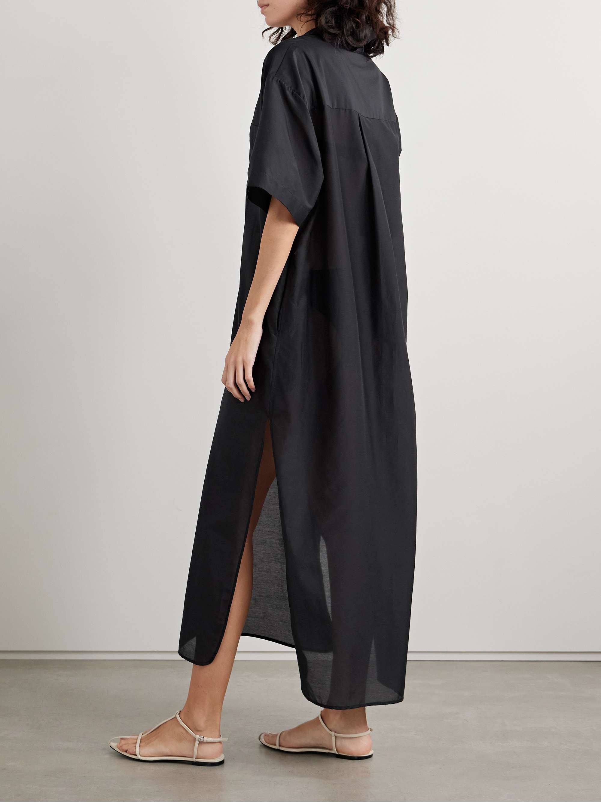 Oversized organic cotton and silk-blend midi shirt dress view