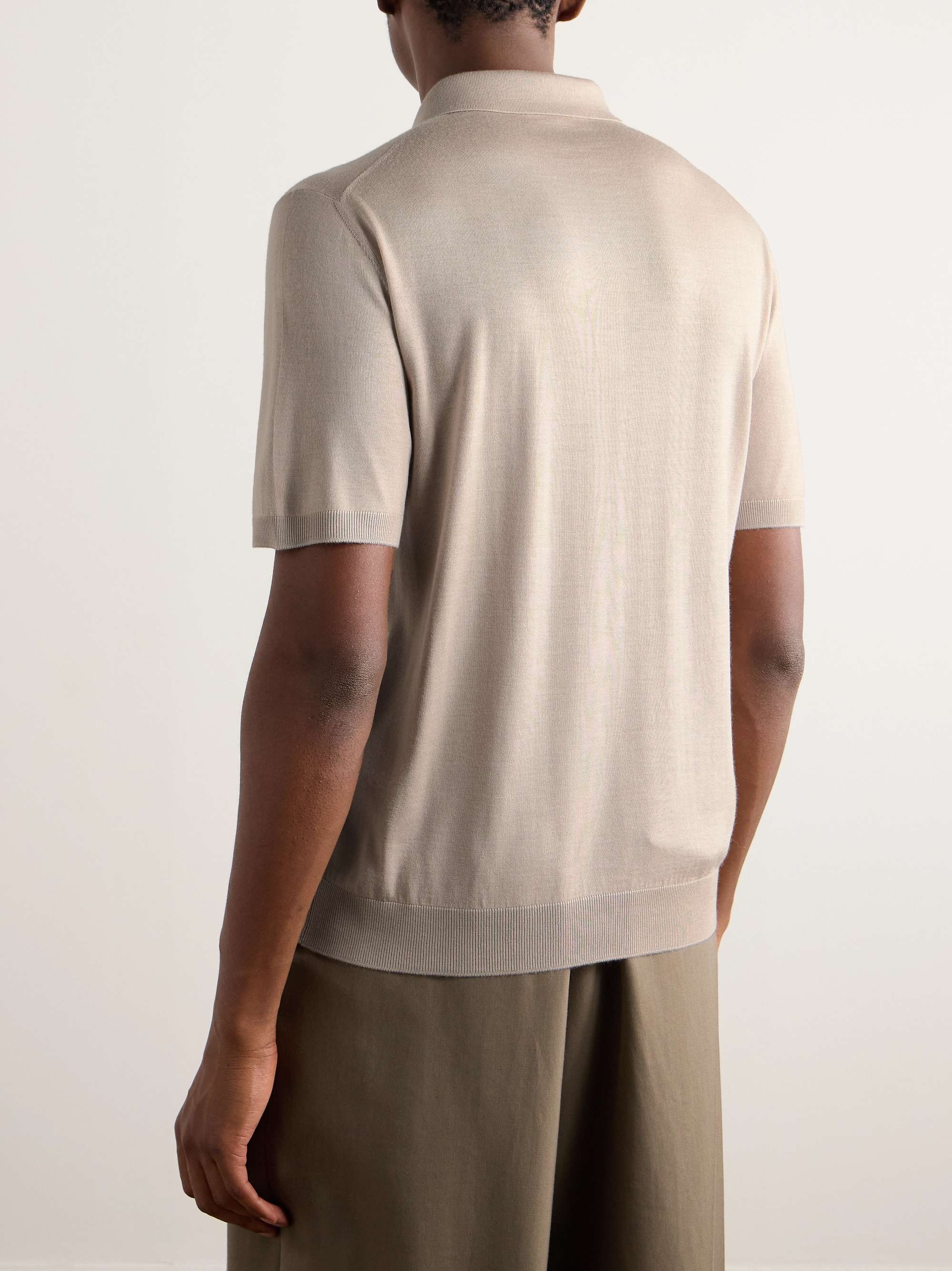 Slim-Fit Wool, Silk and Cashmere-Blend Polo Shirt view