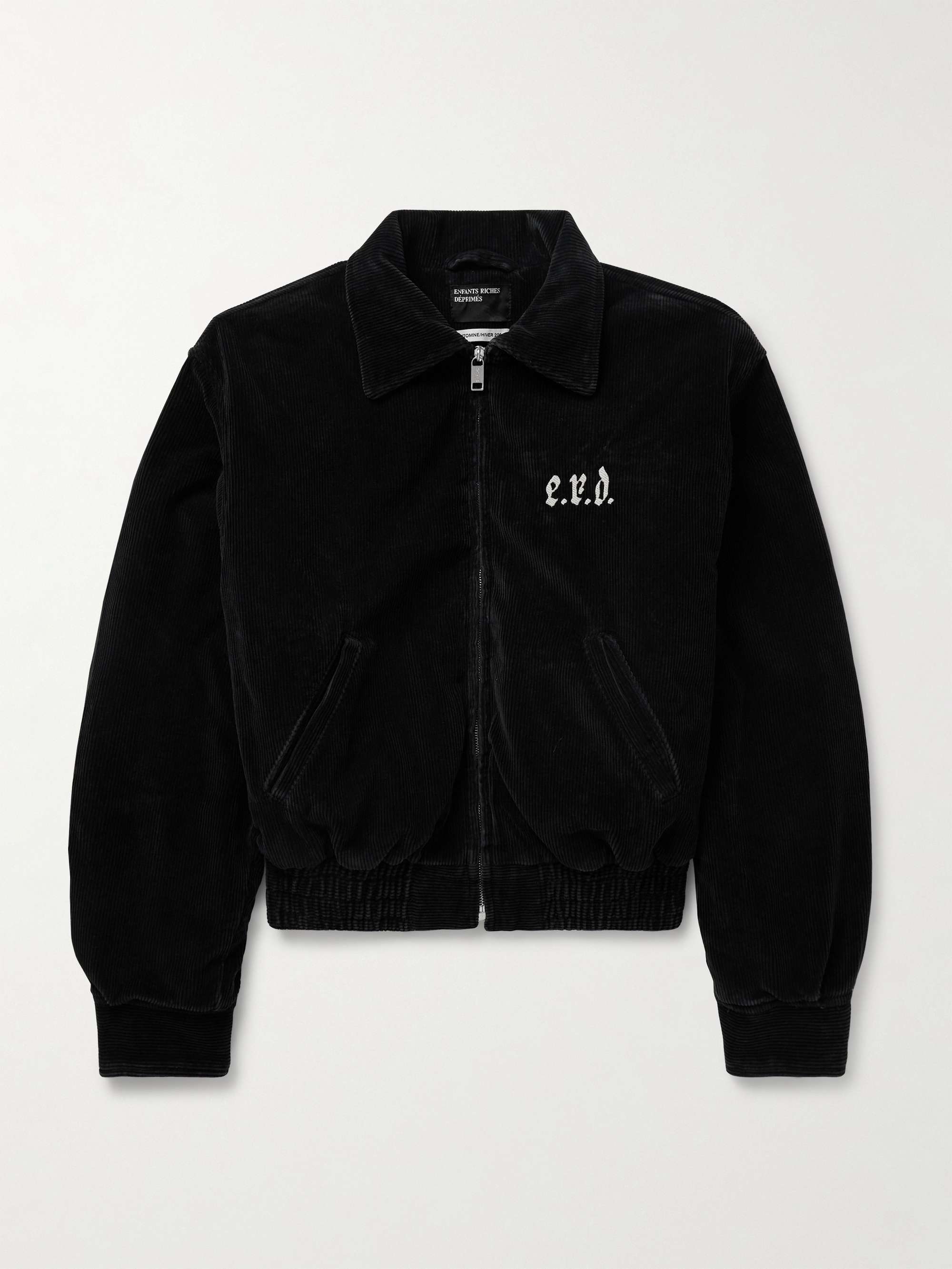 Barbara Cropped Logo-Embroidered Cotton-Corduroy Bomber Jacket hero visual