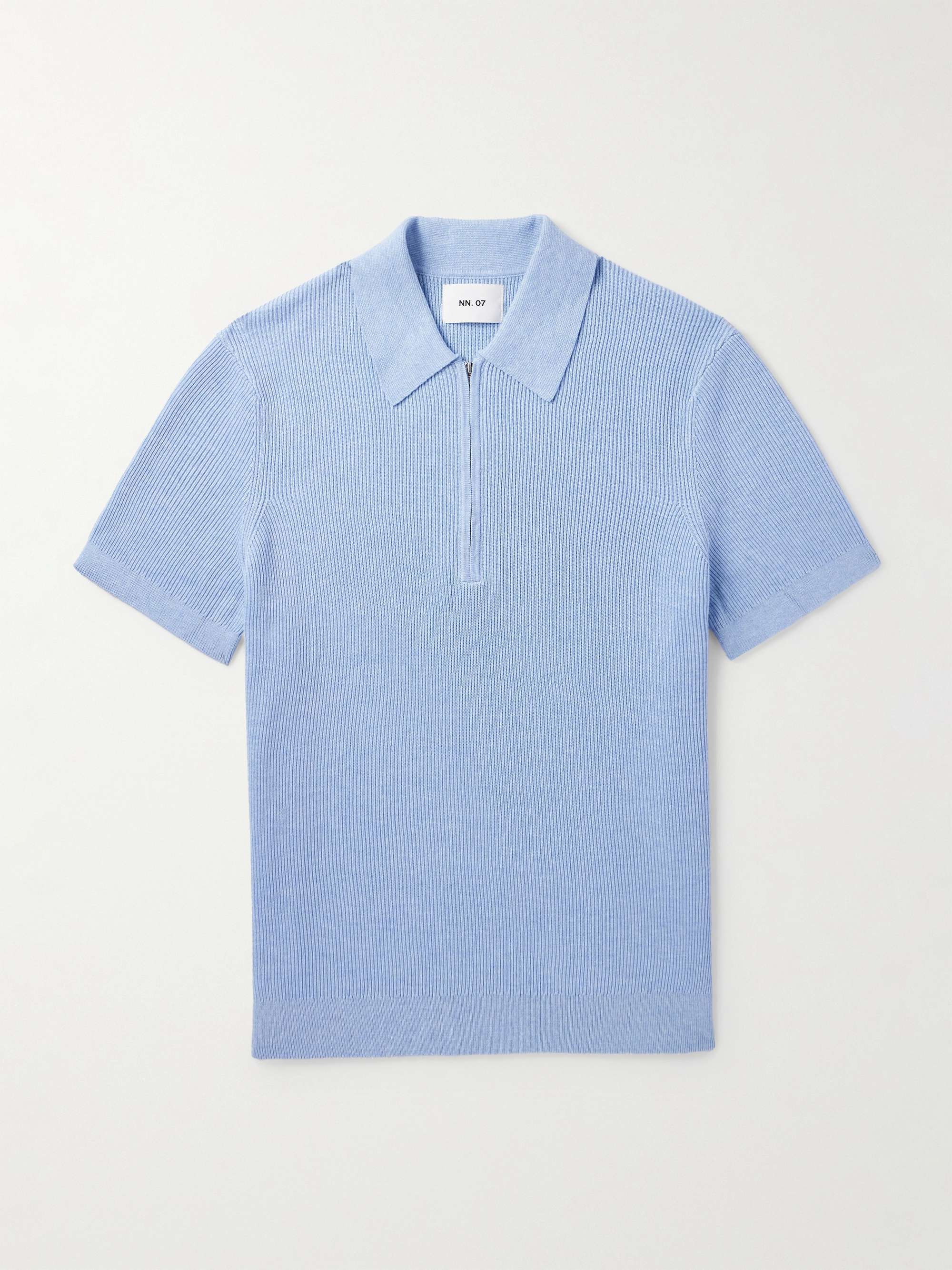 Hansie 6600 Ribbed Organic Cotton Half-Zip Polo Shirt hero visual