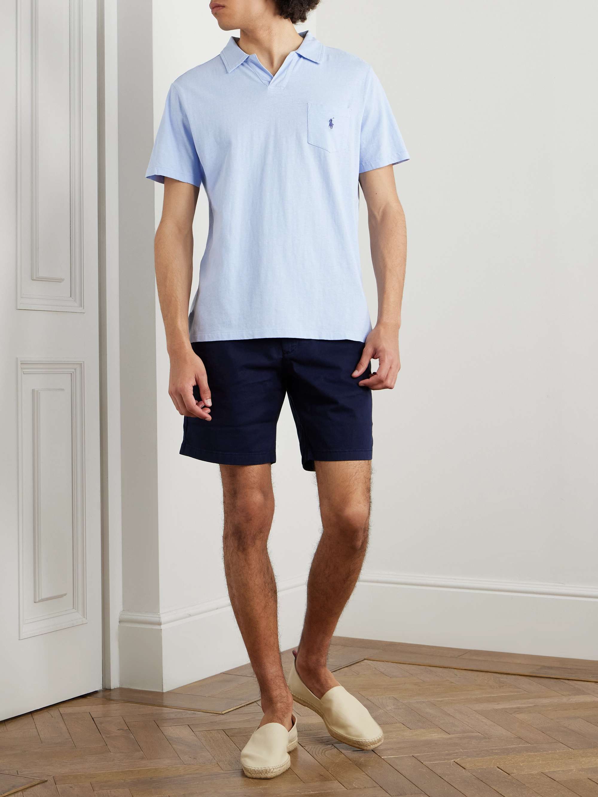 Logo-Embroidered Cotton and Linen-Blend Jersey Polo Shirt view