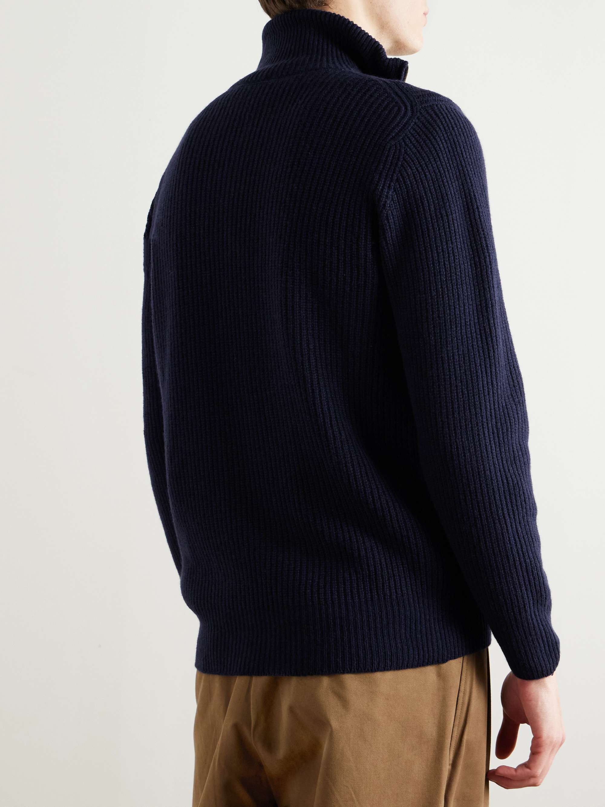 Ribbed Recycled-Cashmere and Merino Wool-Bland Zip-Up Cardigan view