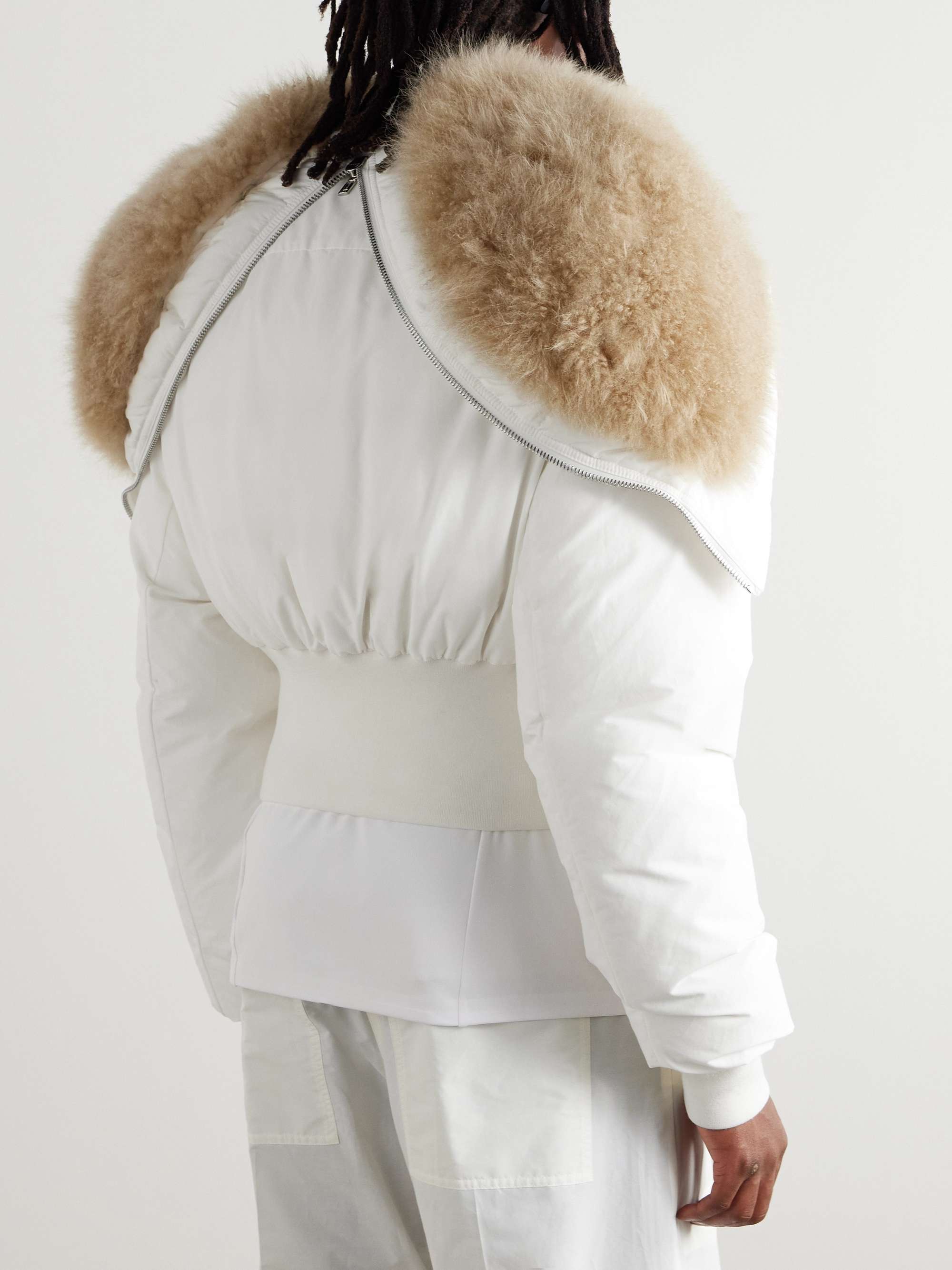 + Moncler Alice Logo-Appliquéd Shearling-Trimmed Cotton and Nylon-Blend Hooded Down Jacket view