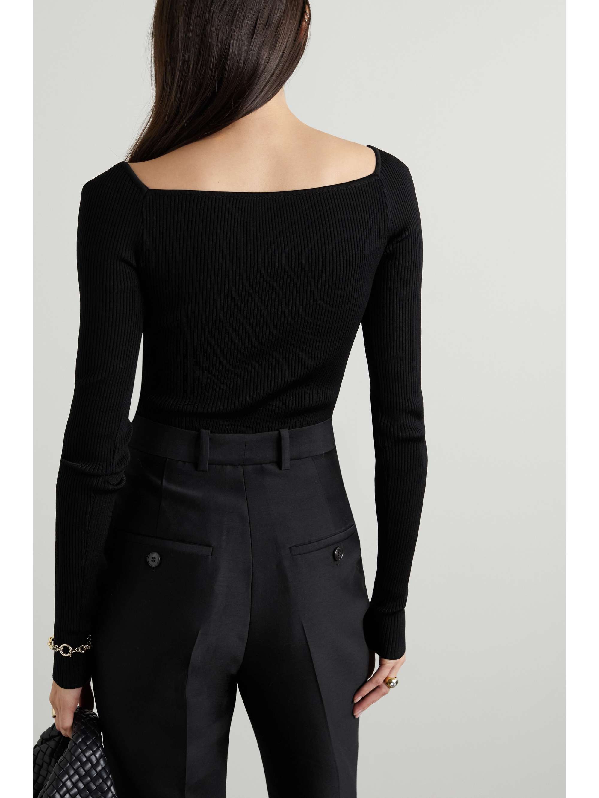 Ribbed-knit top view