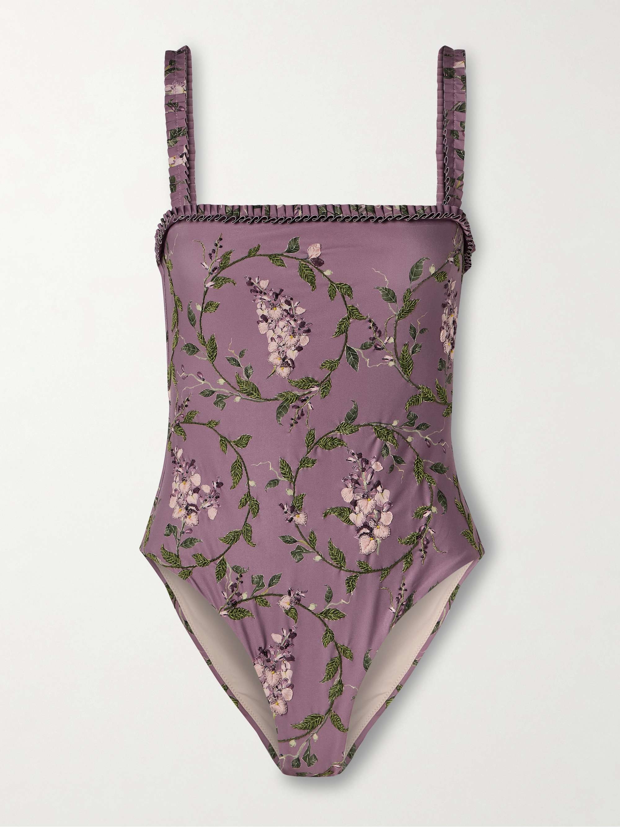 Limón Wisteria ruffled embroidered recycled swimsuit hero visual