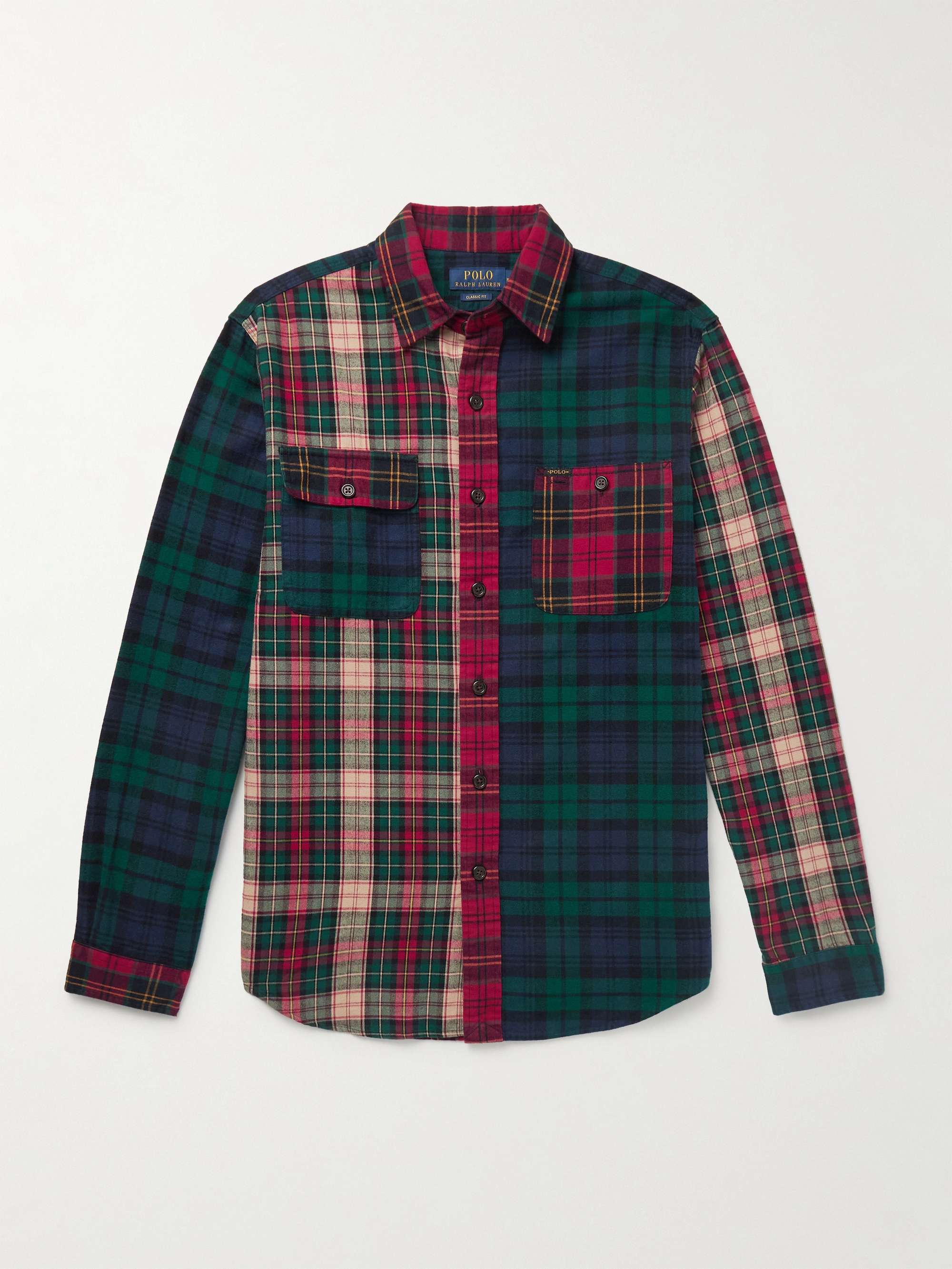 Patchwork Checked Brushed-Cotton Oxford Shirt hero visual