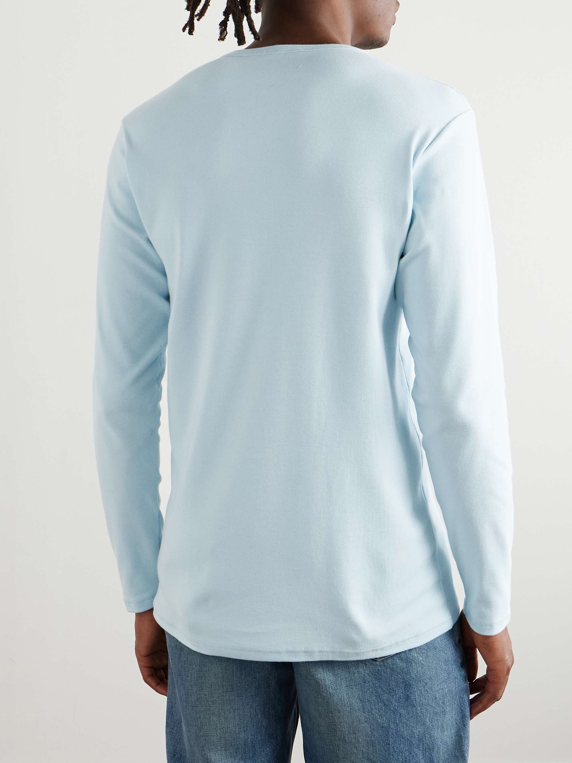 Slim-Fit Stretch-Cotton Jersey Henley Pyjama T-Shirt view