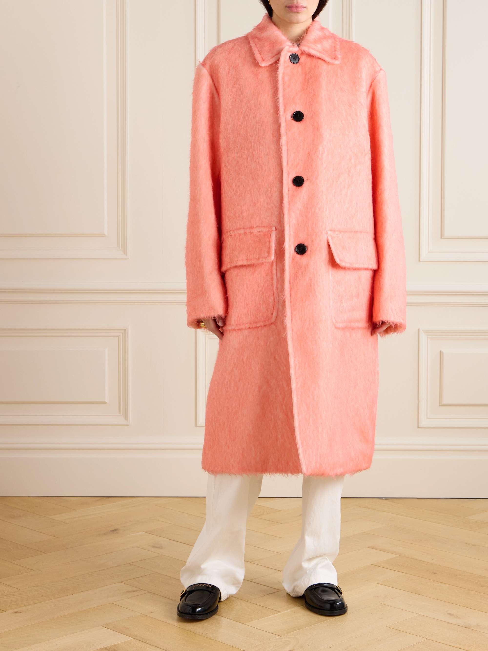 Brushed alpaca, cotton and wool-blend coat view