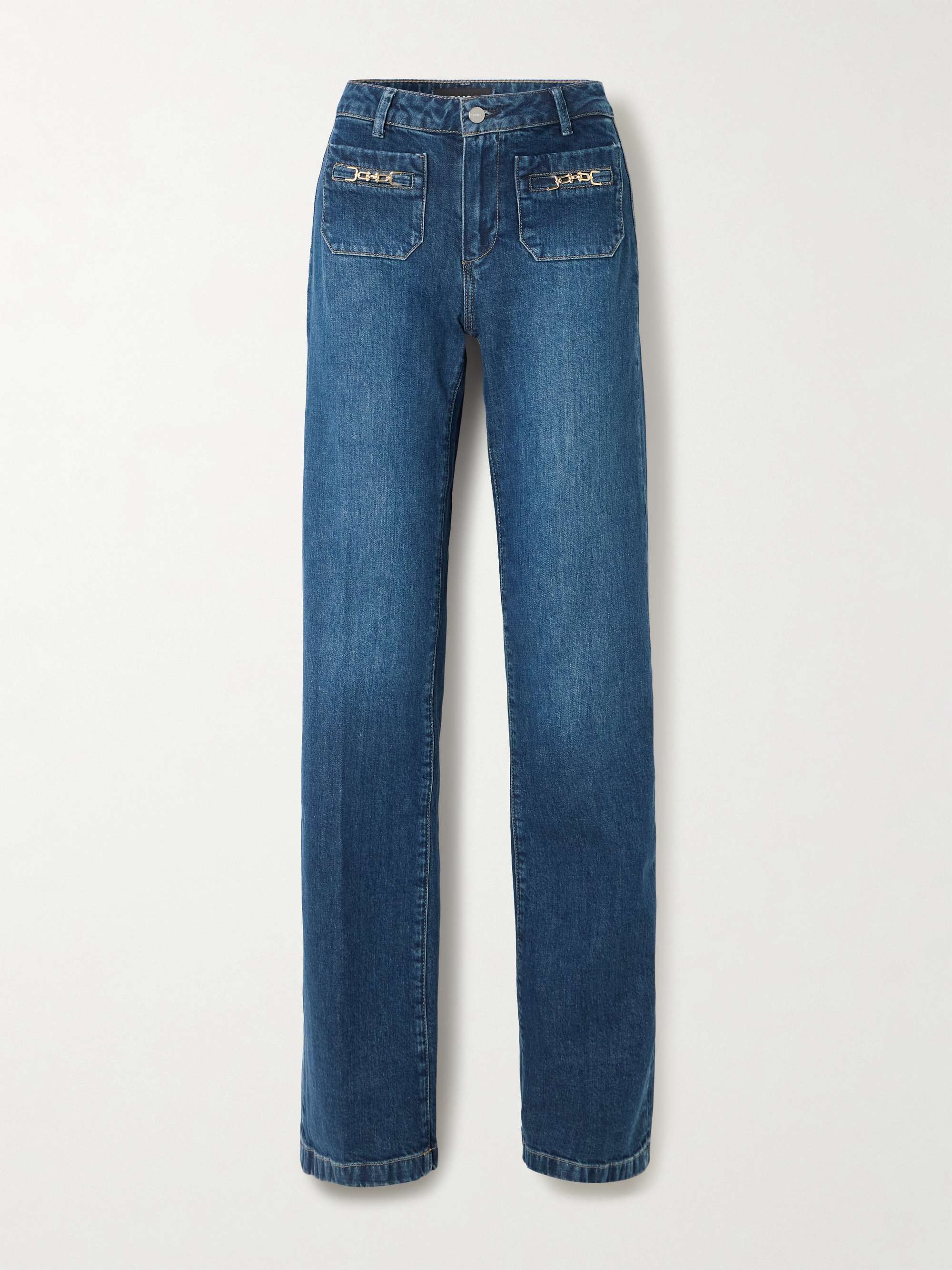 Leenah chain-embellished high-rise straight-leg jeans hero visual