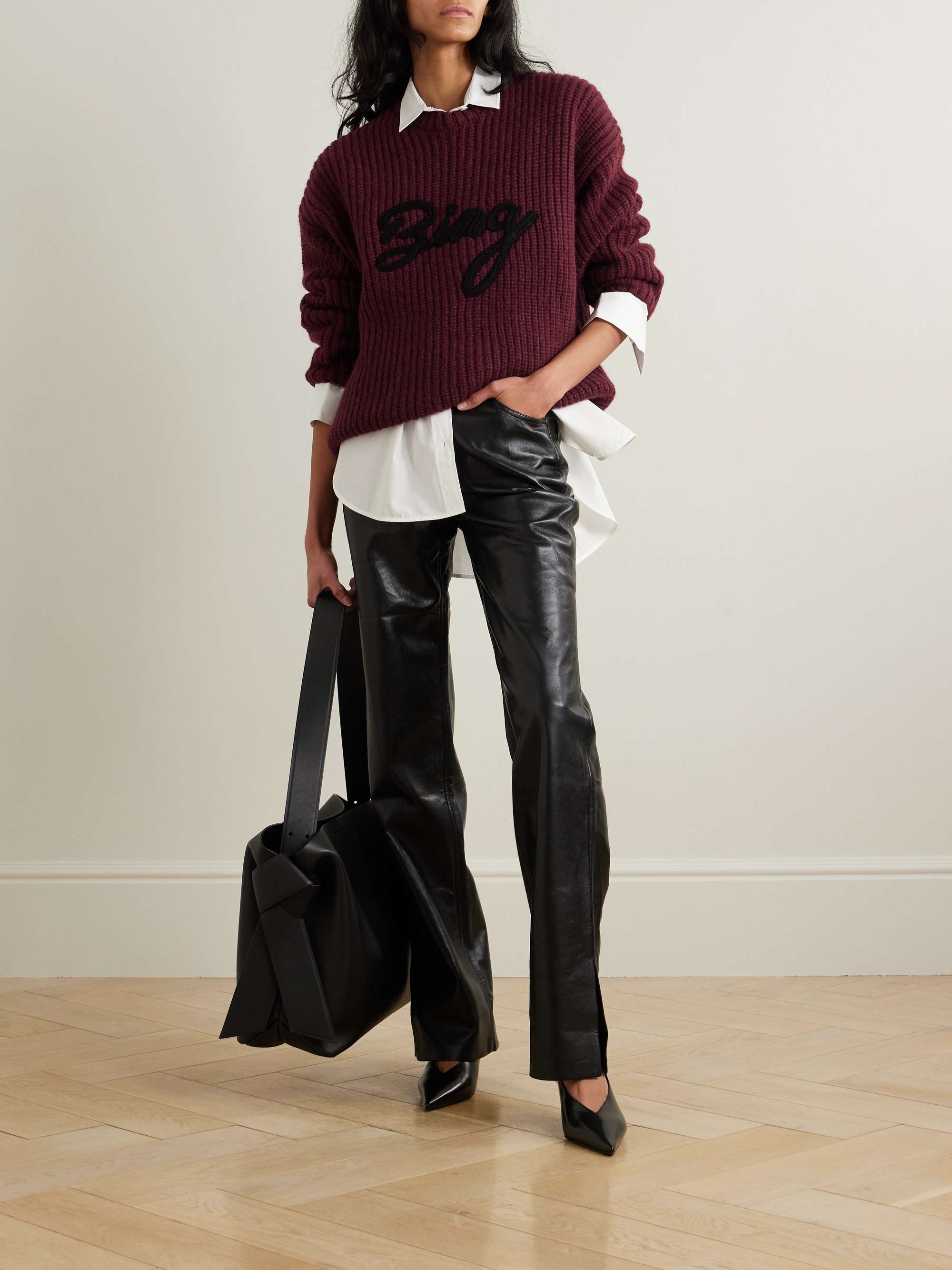 Sydney embroidered ribbed-knit sweater view