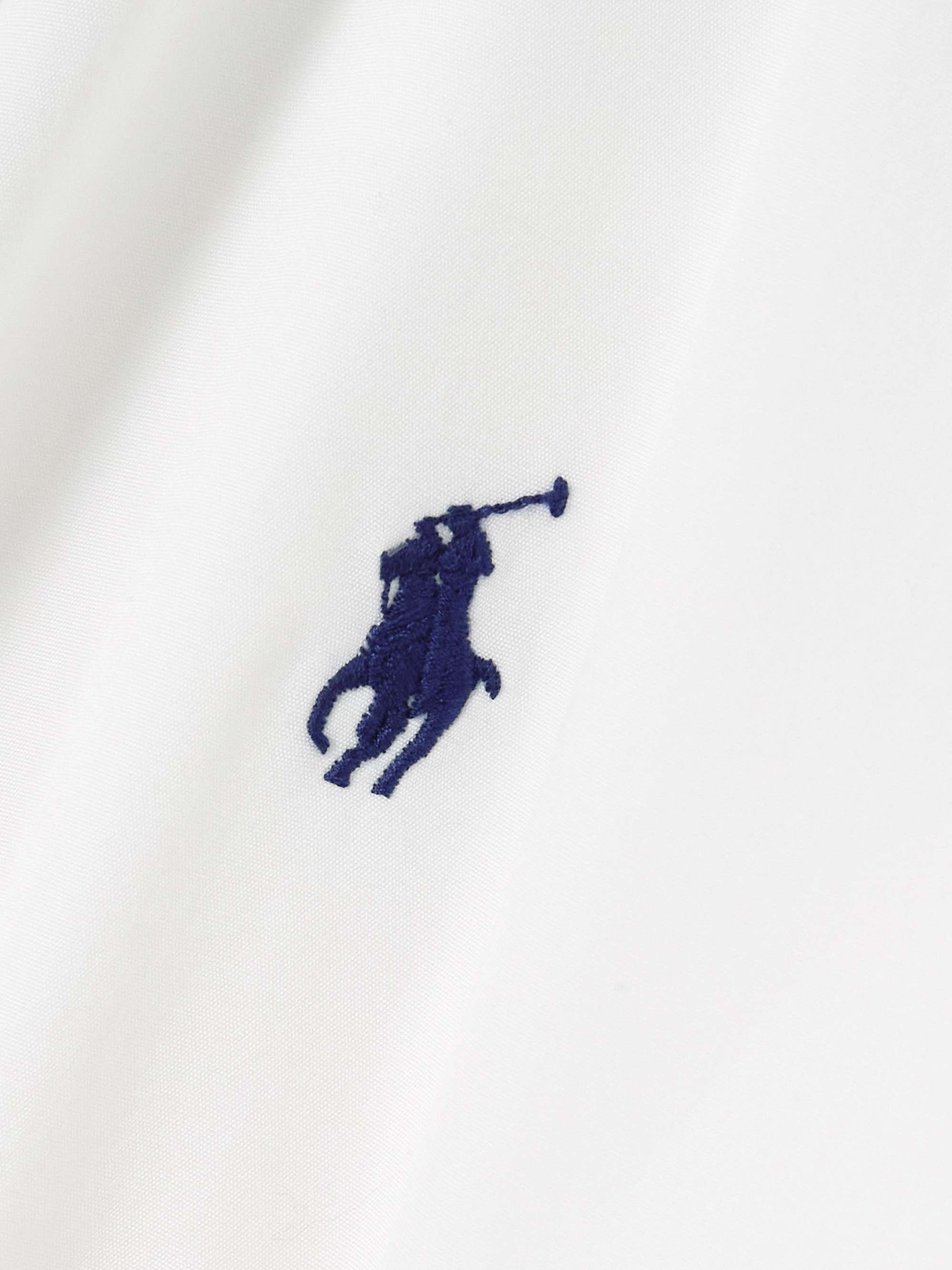Embroidered paneled cotton-poplin mini shirt dress view