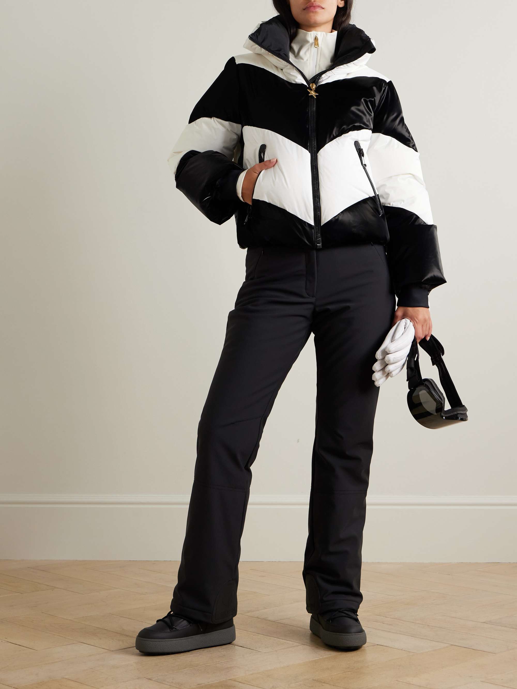 Courage hooded striped padded ski jacket view