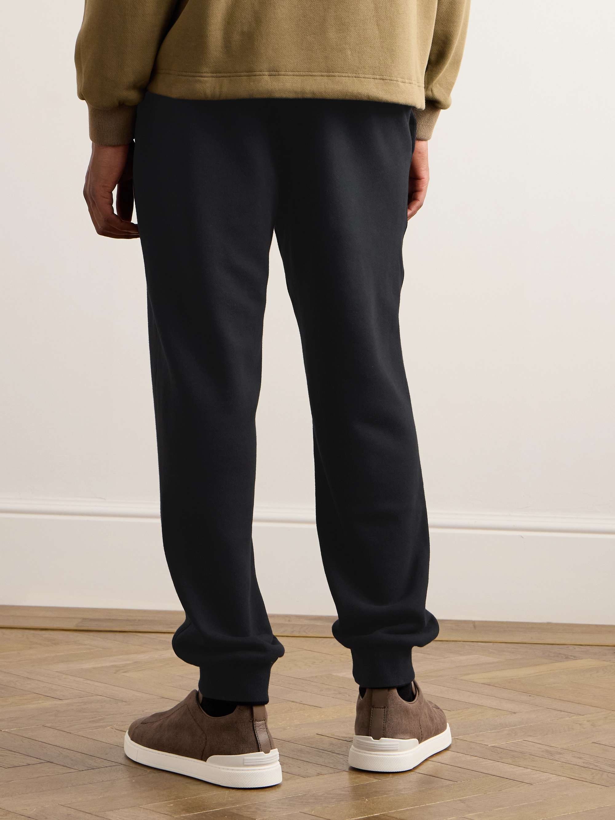Tapered Logo-Embroidered Cotton-Blend Jersey Sweatpants view