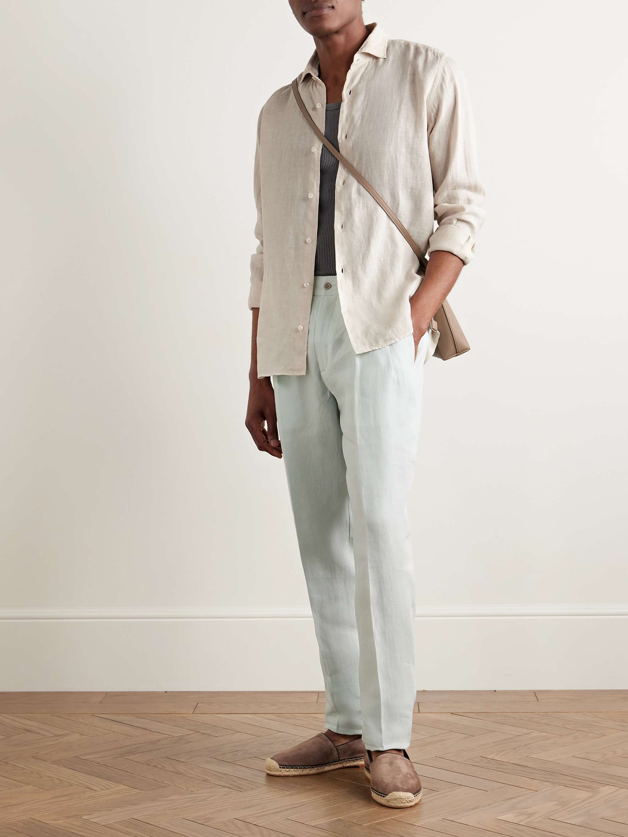 Slim-Fit Cutaway-Collar Linen Shirt view