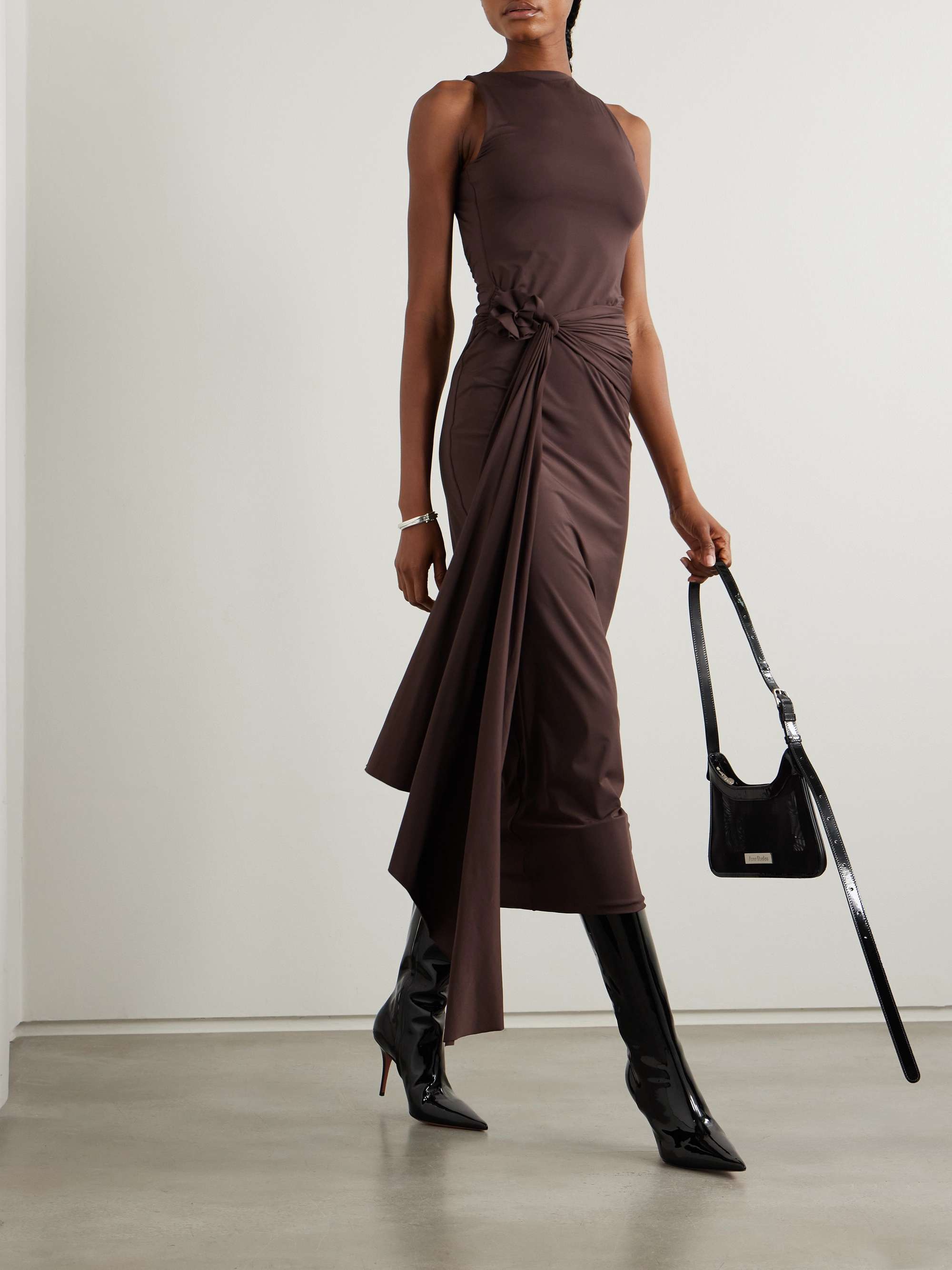 Tirso open-back appliquéd knotted stretch-jersey midi dress view