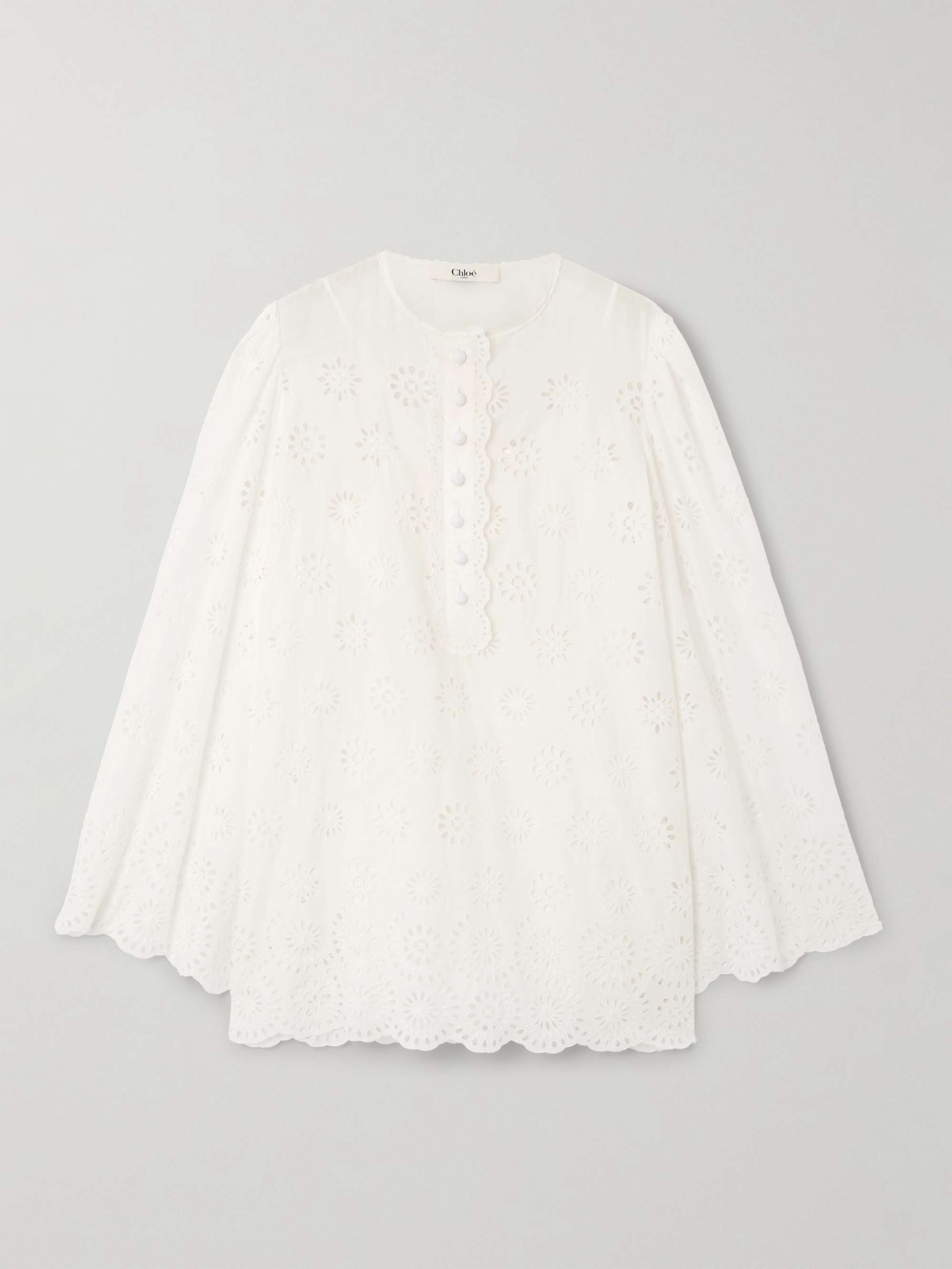 Scalloped broderie anglaise cotton-blend mini dress hero visual