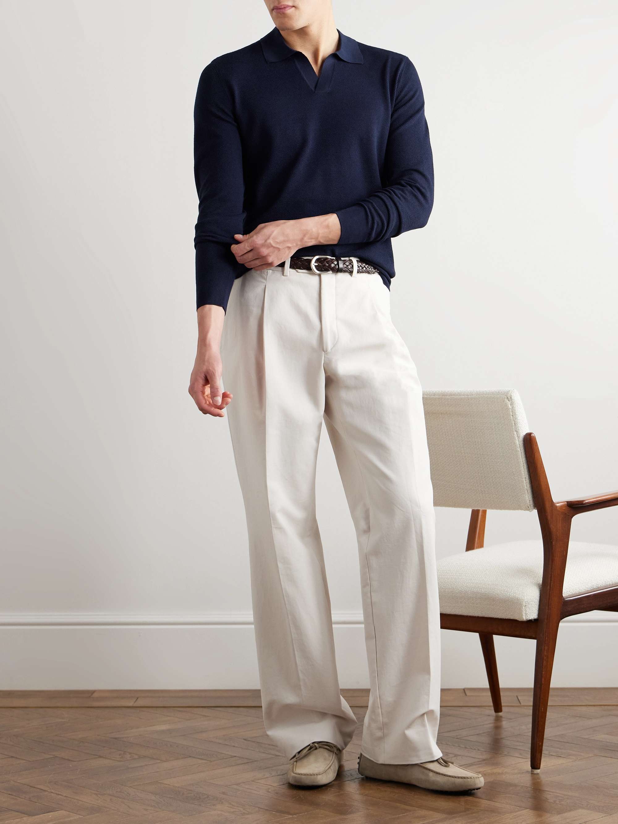 Johnny Silk and Cotton-Blend Polo Shirt view