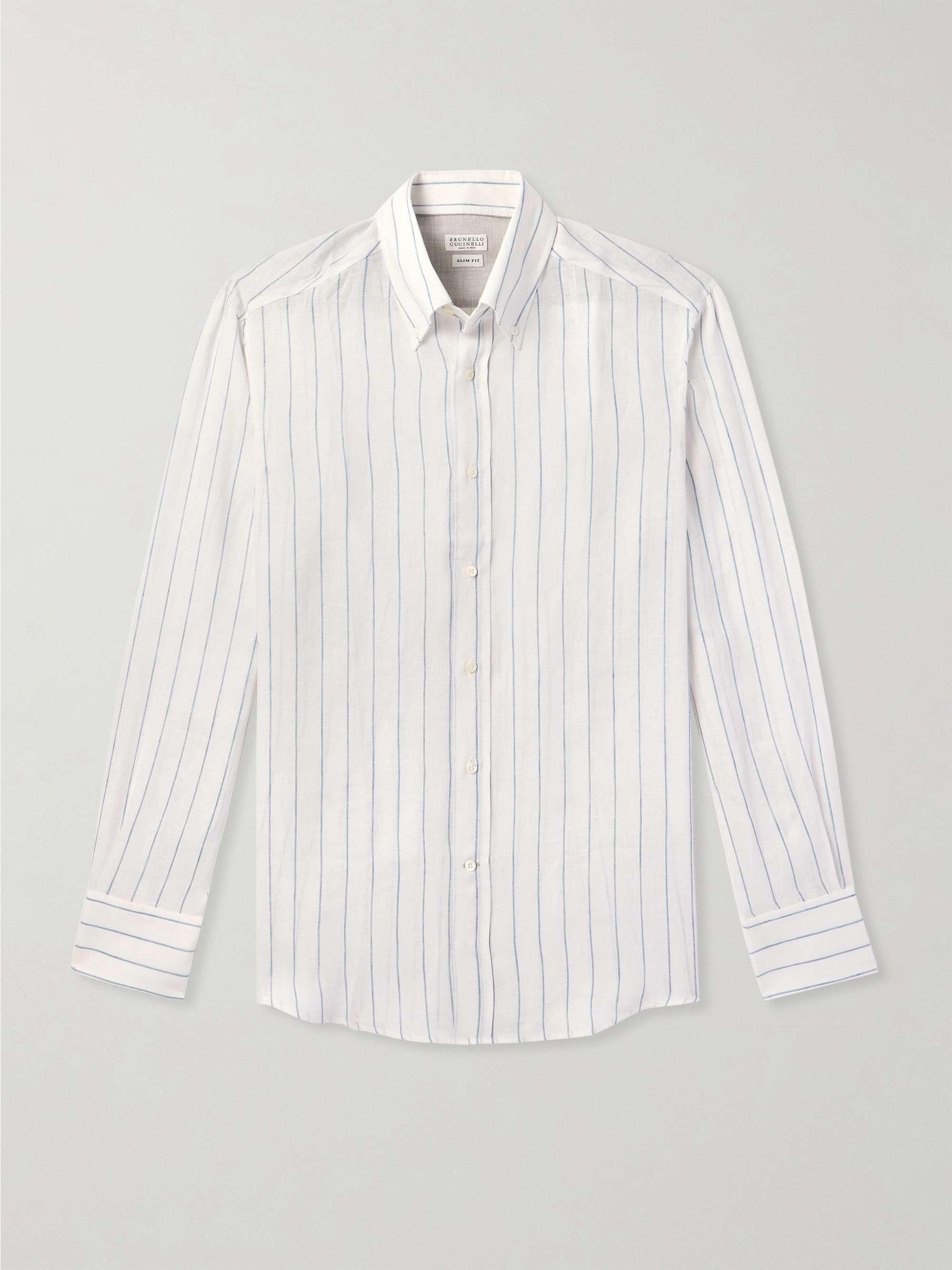 Button-Down Collar Striped Linen Shirt hero visual