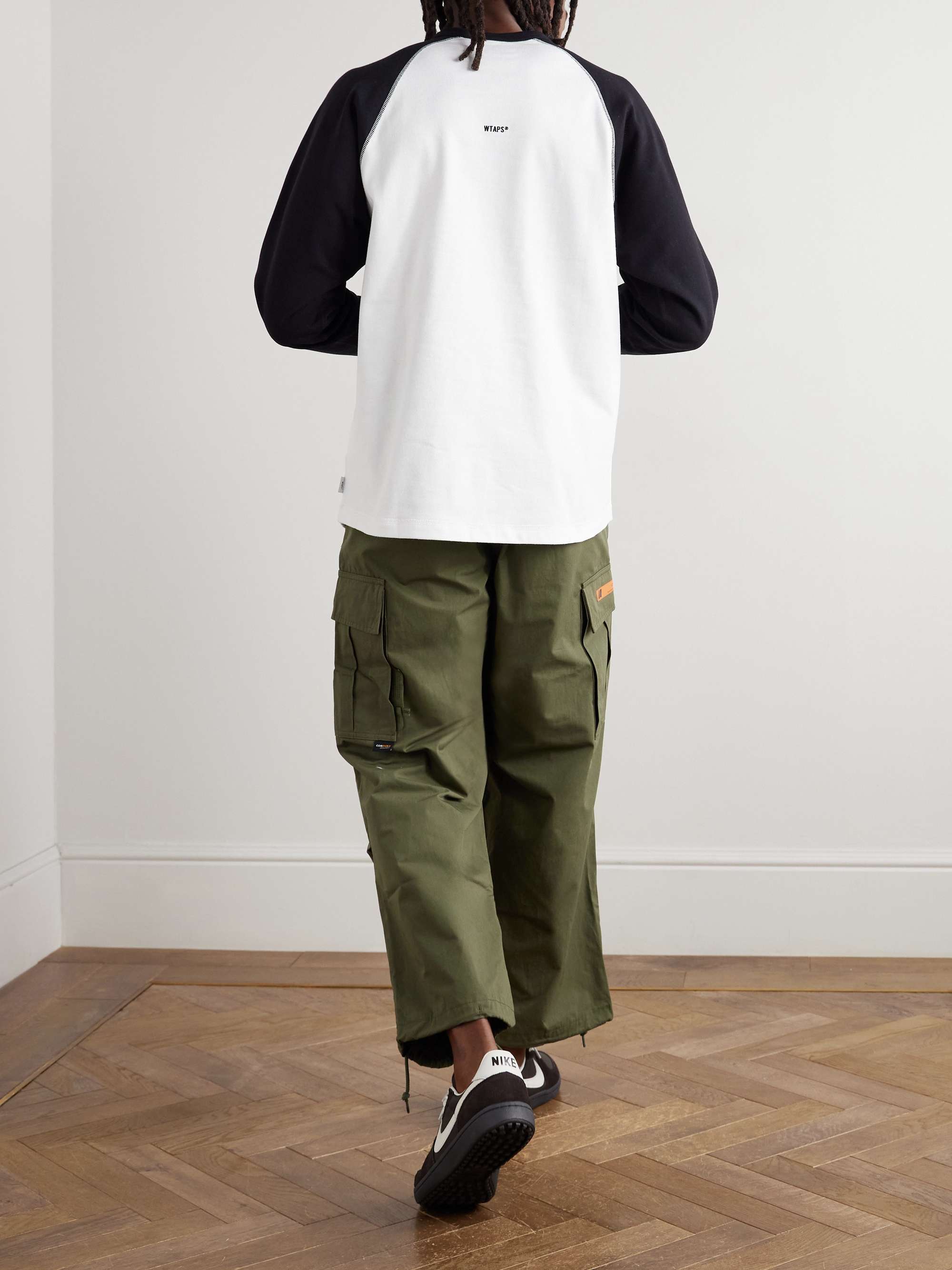 Ian Logo-Appliquéd Two-Tone Cotton-Jersey T-Shirt view