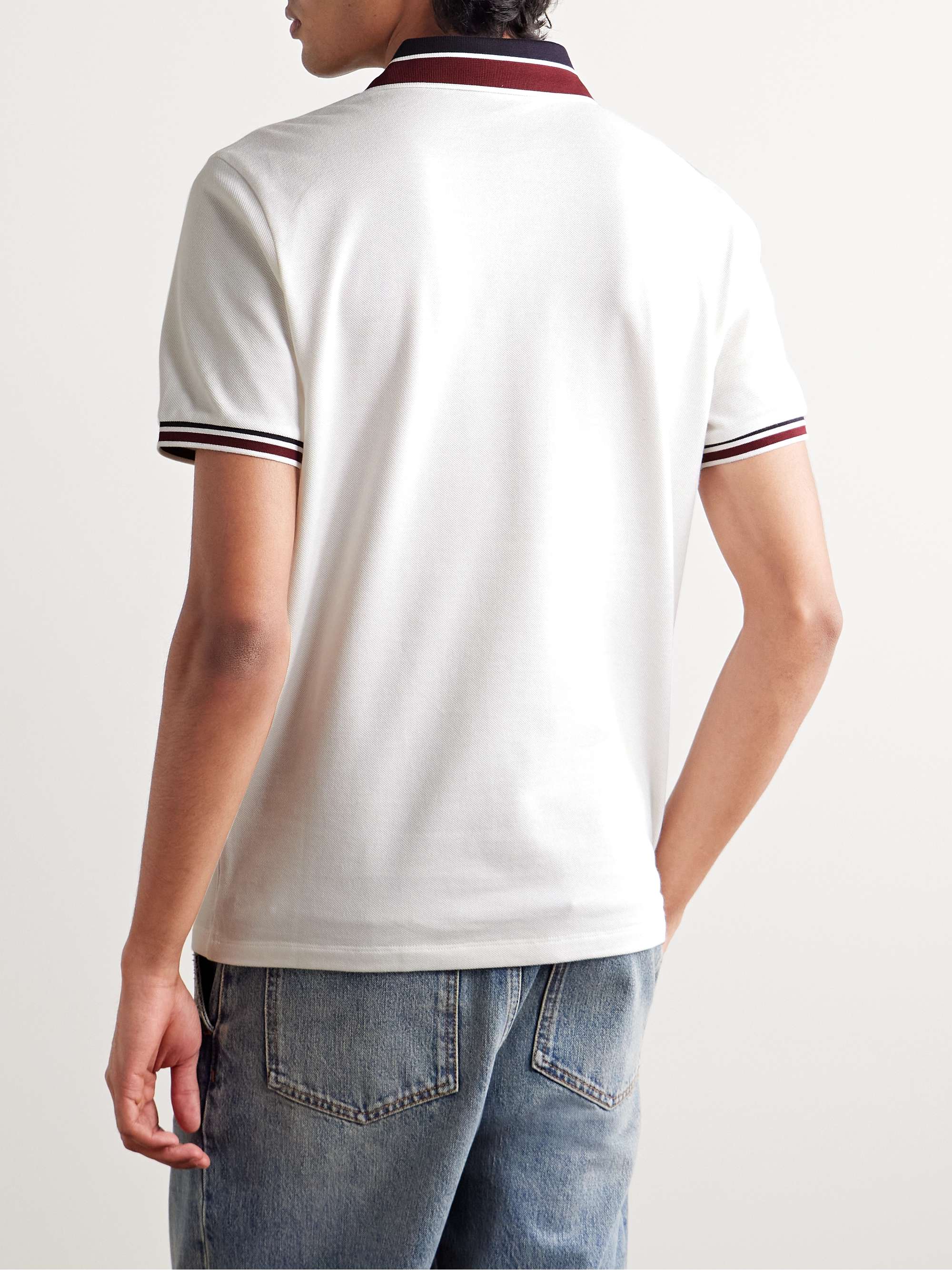 Logo-Appliquéd Contrast-Tipped Cotton-Piqué Polo Shirt view