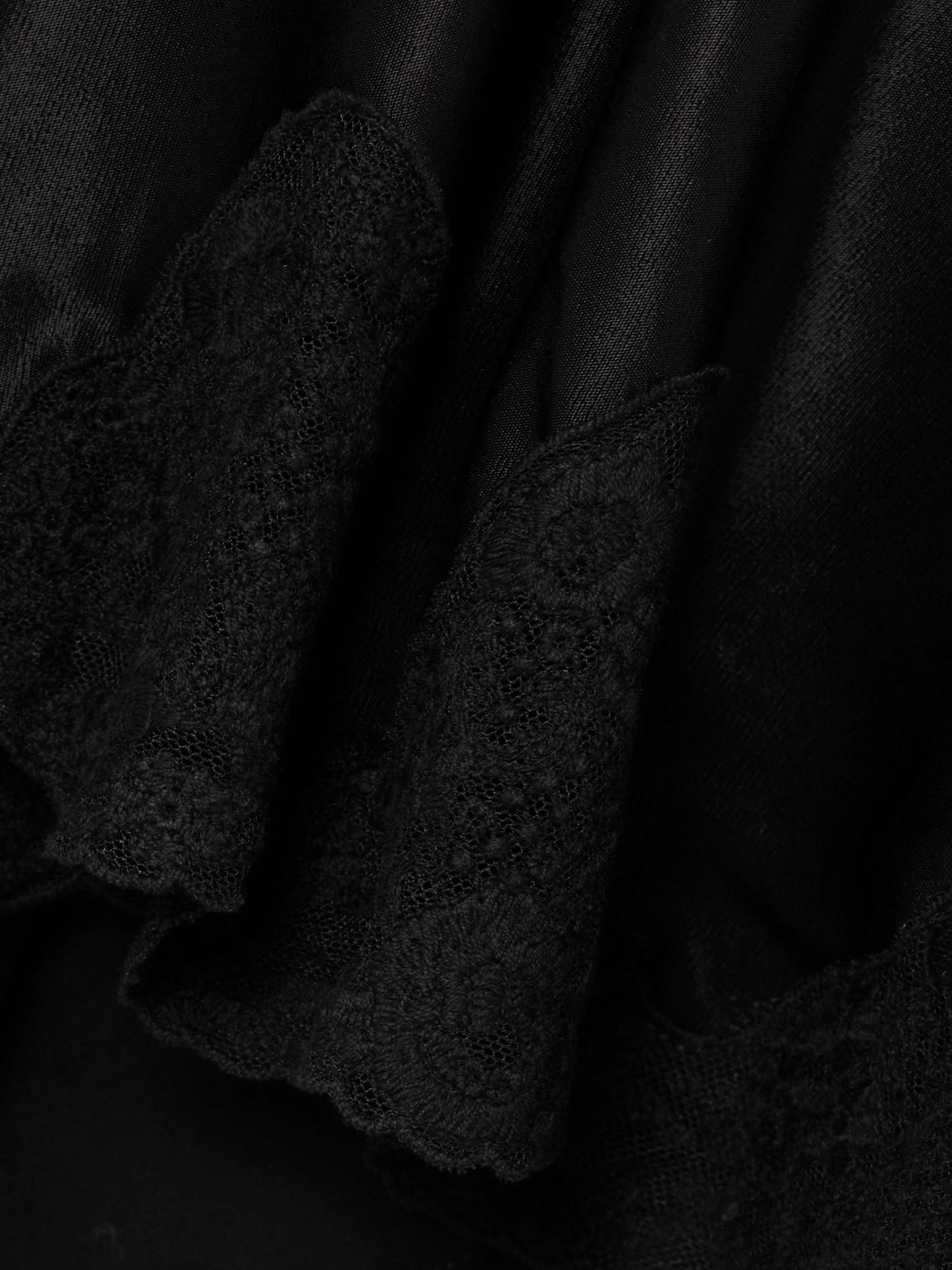 Crystal scalloped lace-trimmed satin midi skirt view