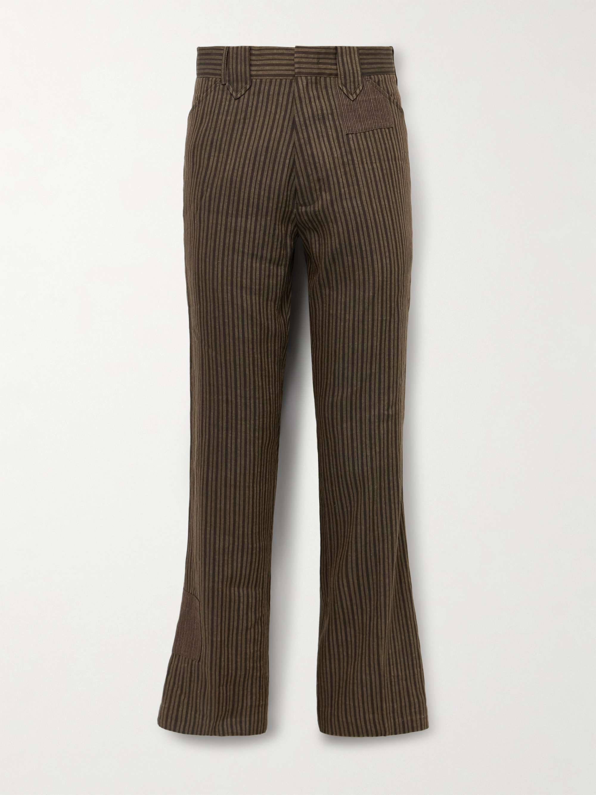 Robot March Straight-Leg Panelled Striped Linen-Blend Twill Trousers hero visual
