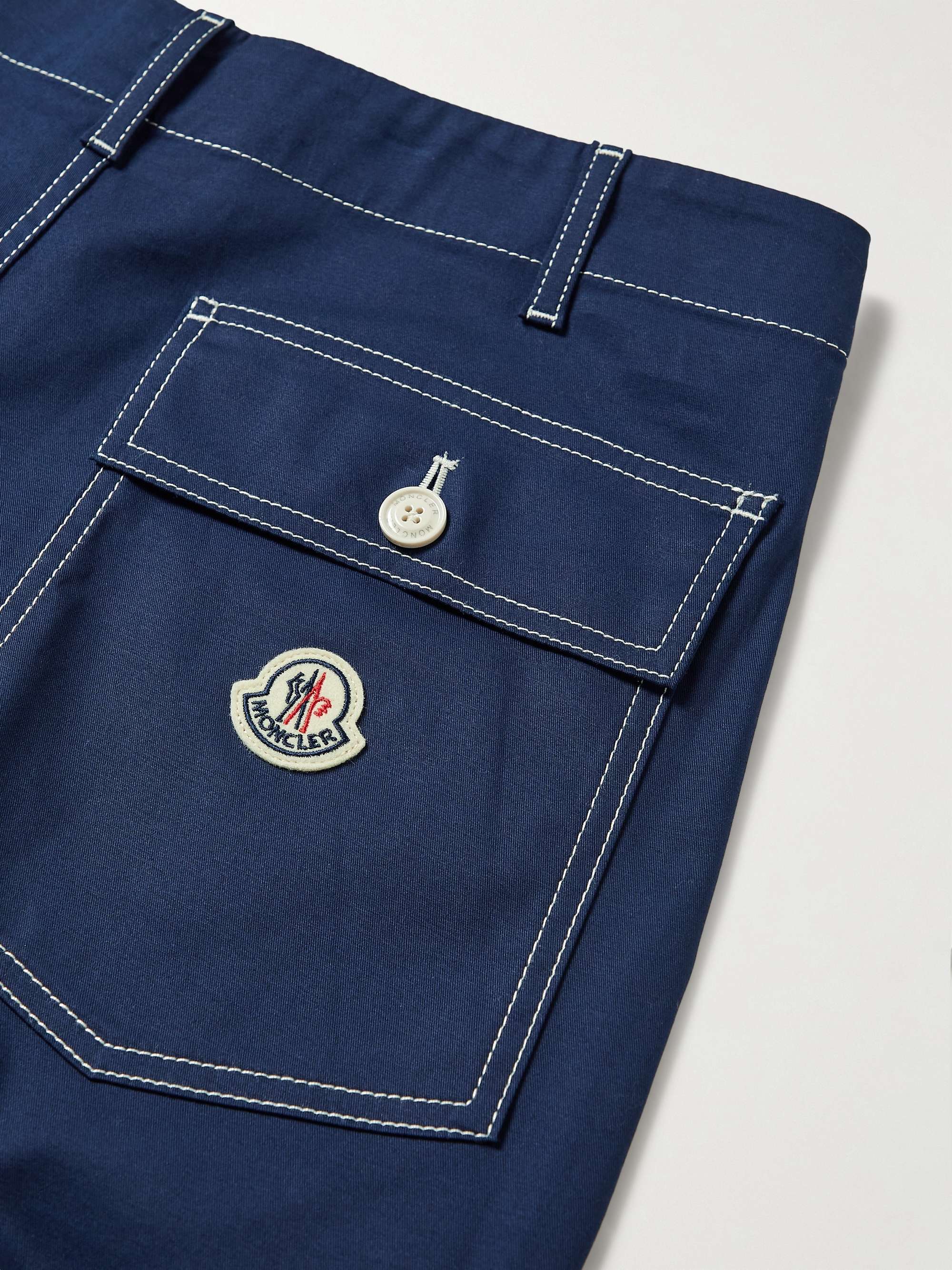 Straight-Leg Logo-Appliquéd Cotton-Blend Twill Trousers view