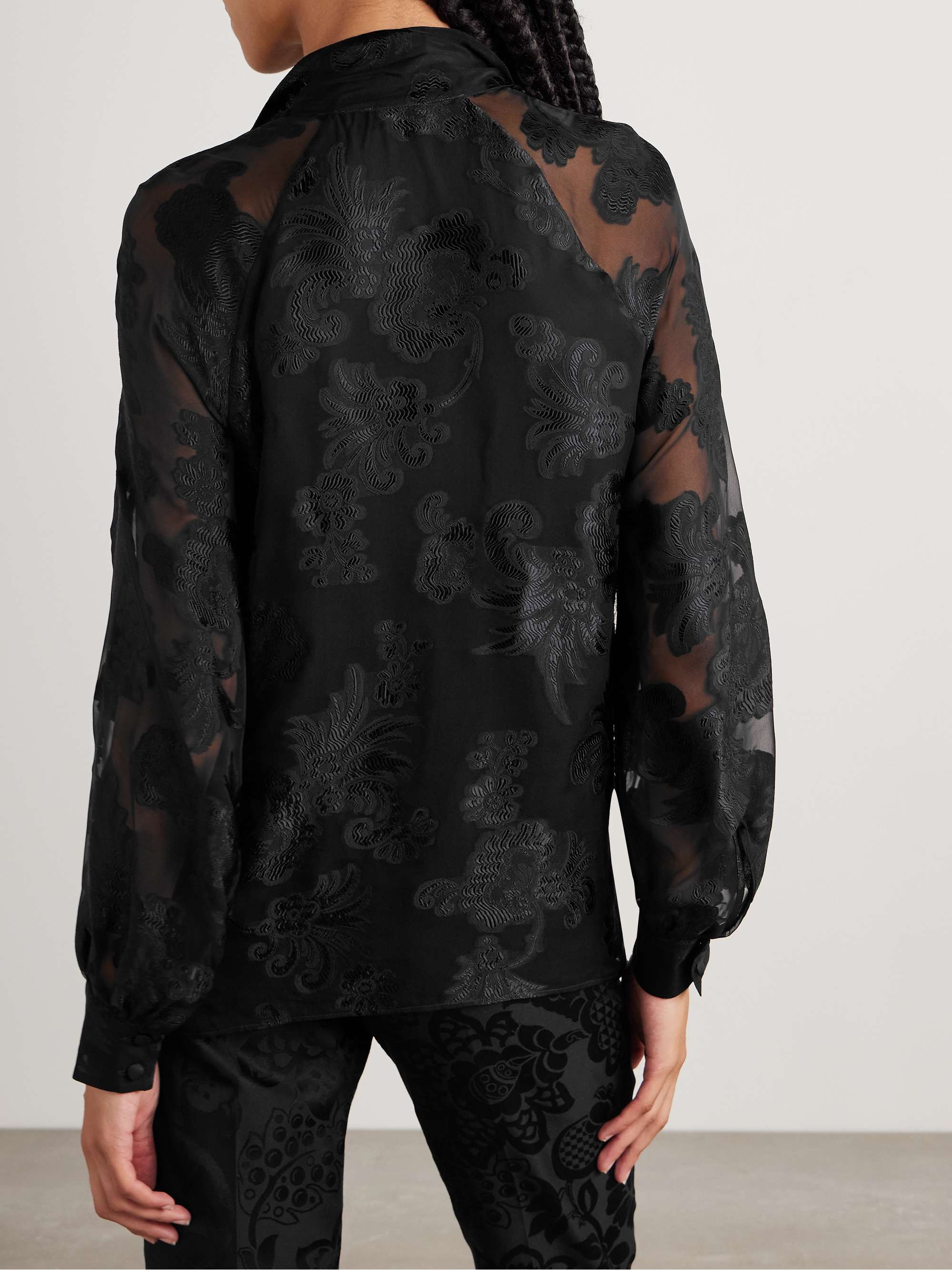 Tie-detailed chiffon-jacquard blouse view