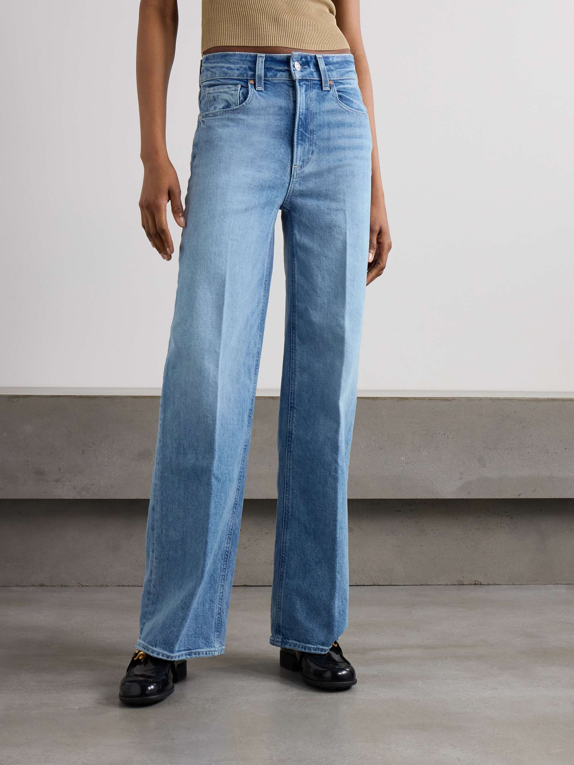 Sasha high-rise wide-leg organic cotton-blend jeans view