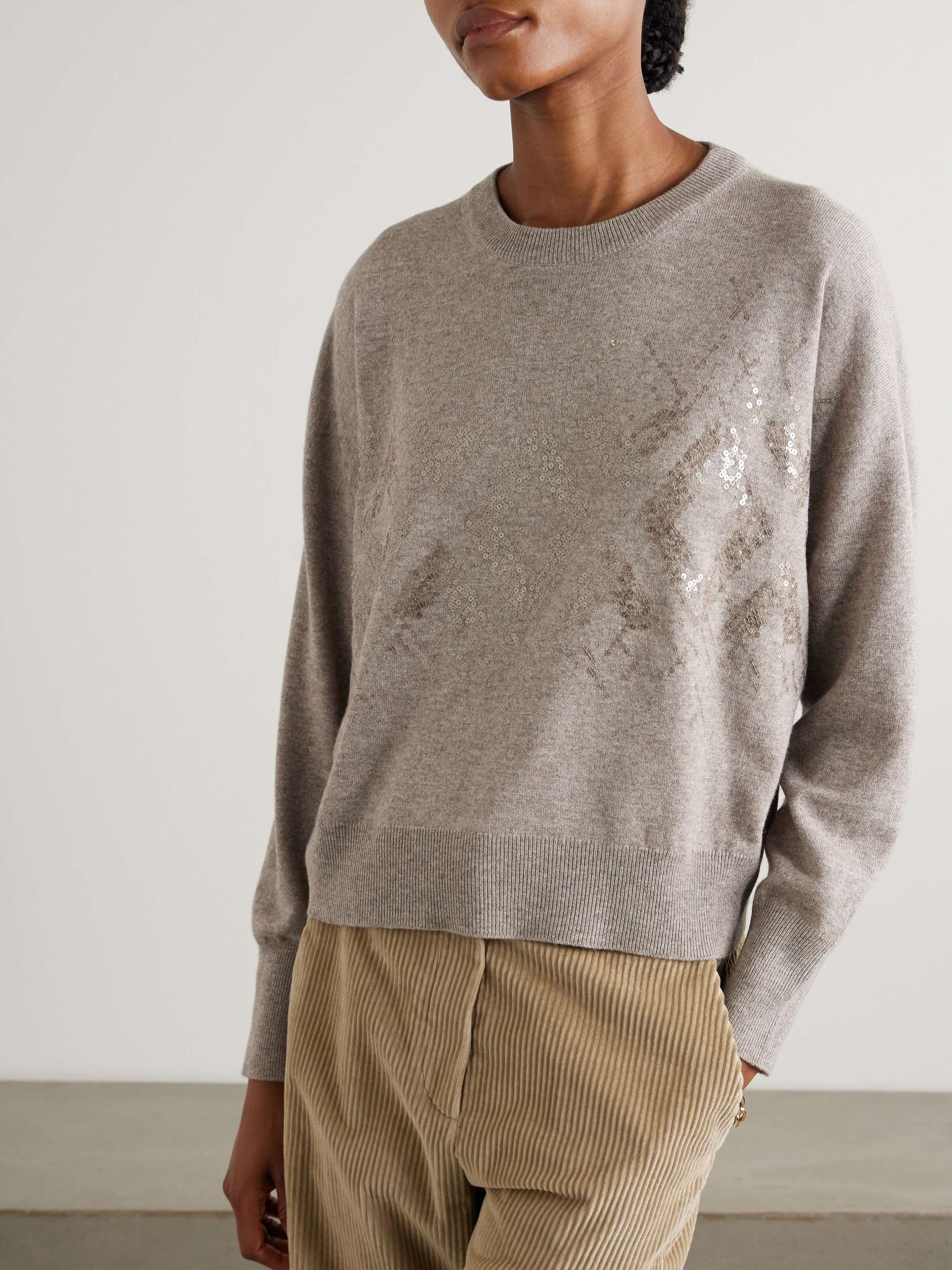 Sequin-embellished wool, cashmere and silk-blend sweater view
