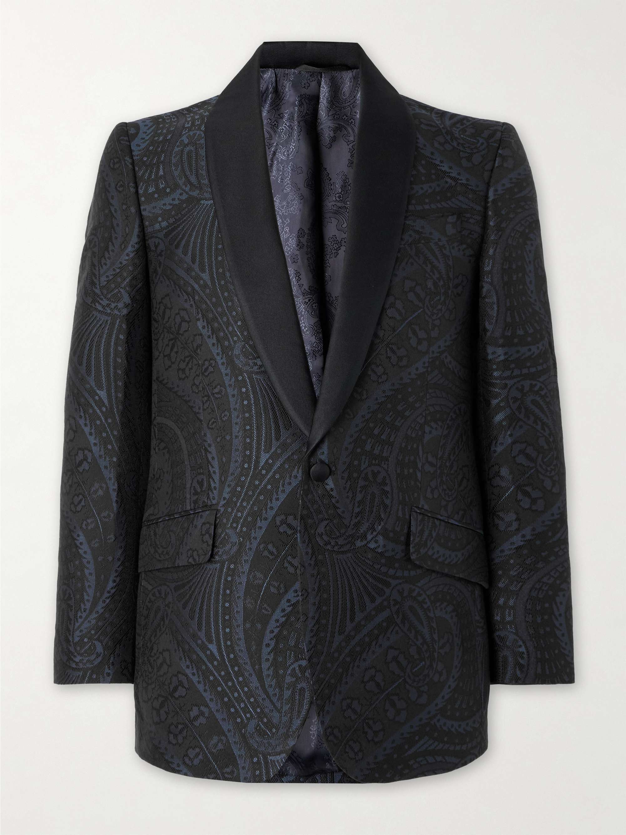 Twill-Trimmed Paisley-Jacquard Cotton and Silk-Blend Tuxedo Jacket hero visual