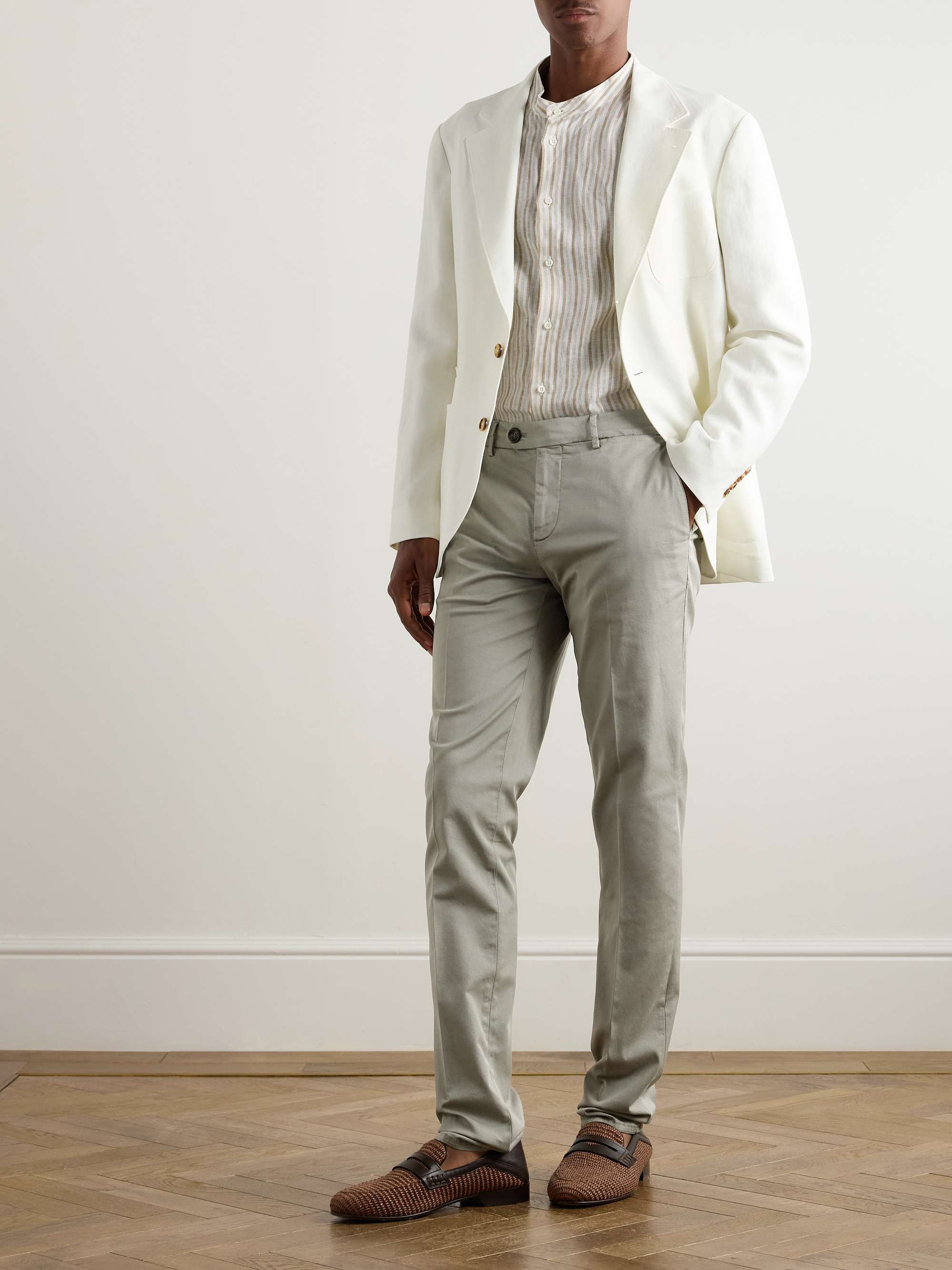 Tapered Cotton-Blend Twill Trousers view
