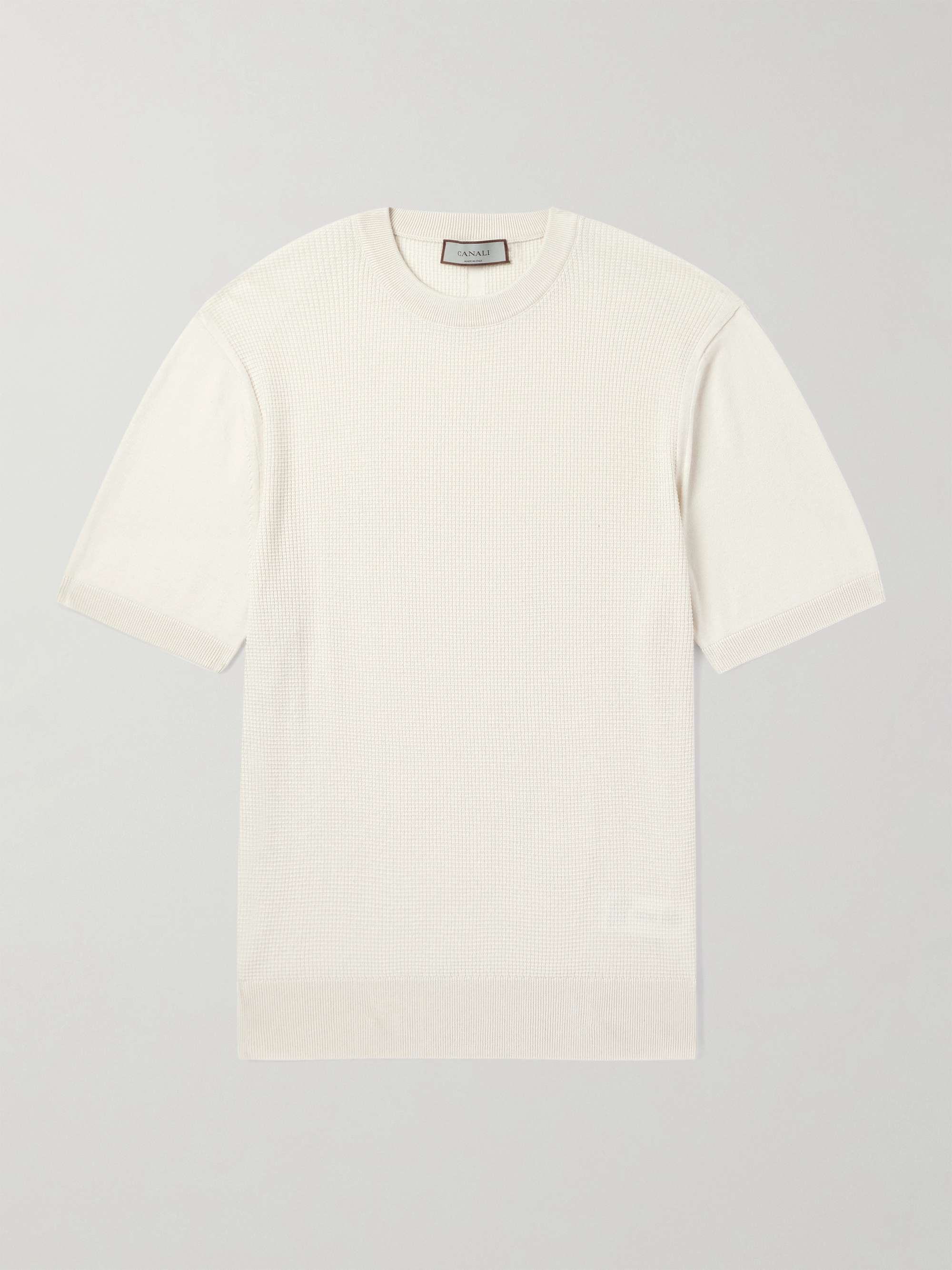 Slim-Fit Waffle-Knit Cotton and Silk-Blend T-Shirt hero visual