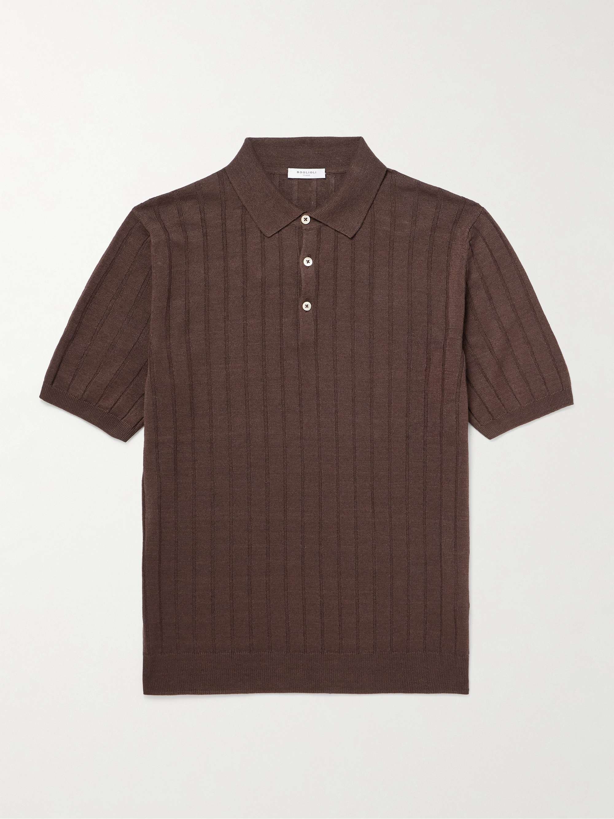 Ribbed Linen and Cotton-Blend Polo Shirt hero visual