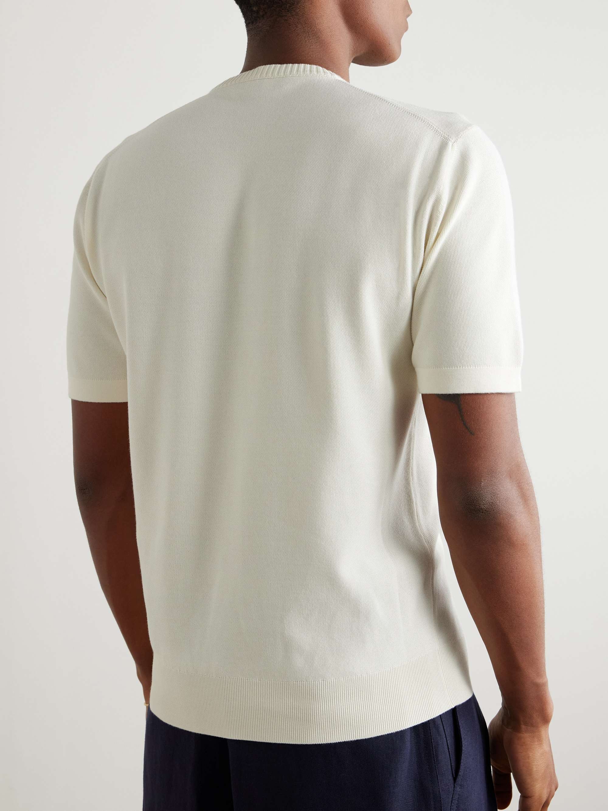 Slim-Fit Cotton and Silk-Blend Piqué T-Shirt view